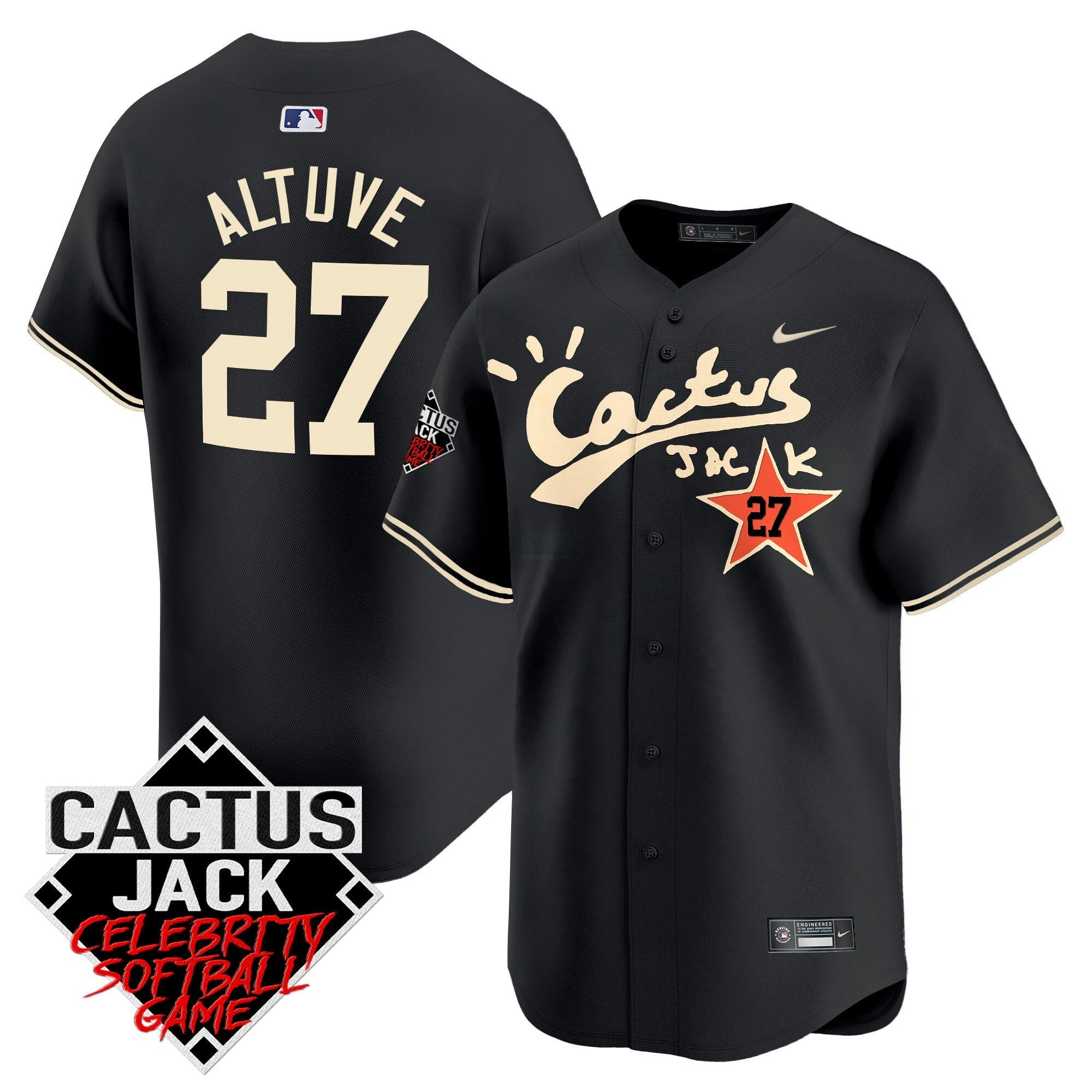 Camisa MLB Men’s Cactus Jack Celebrity Softball Game Patch Vapor Premier Limited Jersey V2 – Stitched