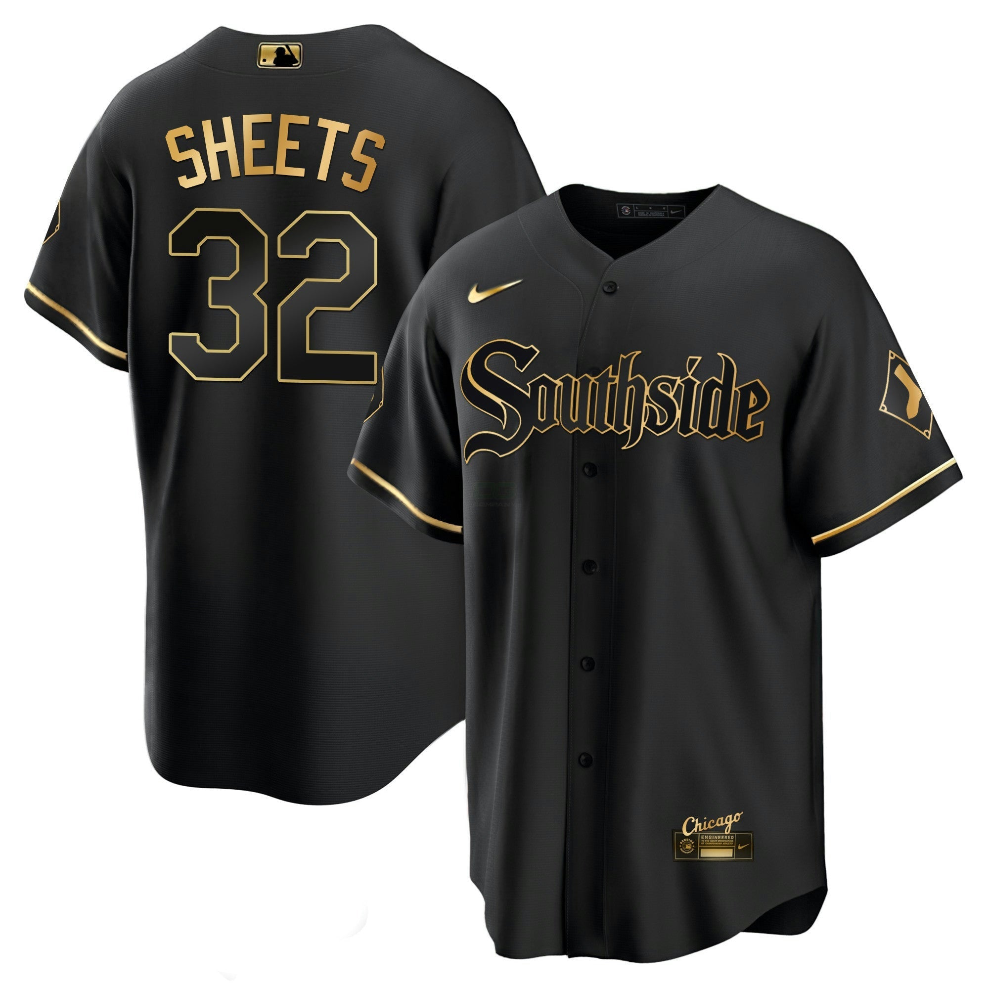 Camisa MLB Men’s Chicago Black Limited & Dourada Jersey