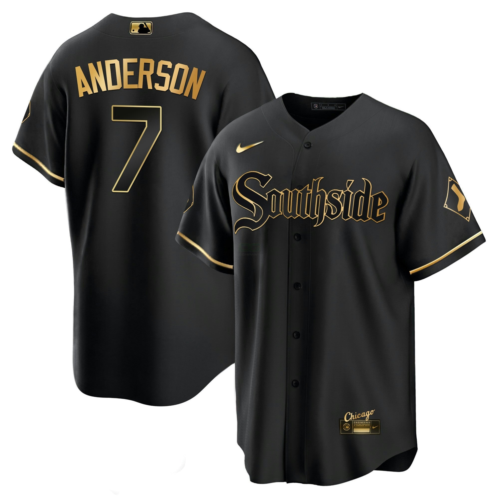 Camisa MLB Men’s Chicago Black Limited & Dourada Jersey