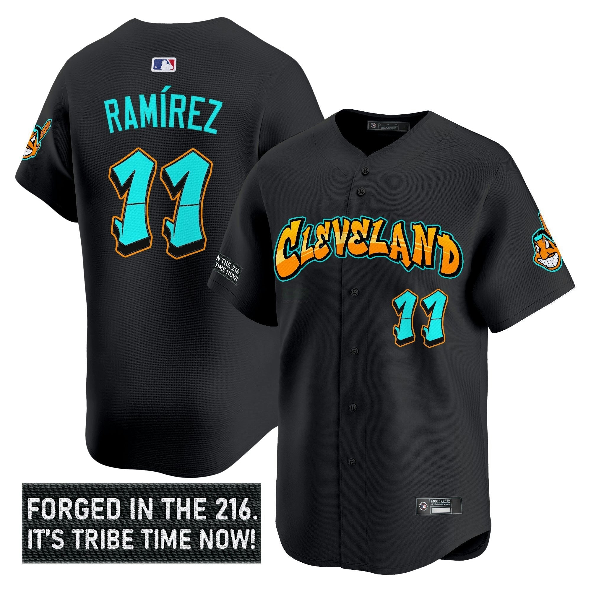 Camisa MLB Men’s Cleveland Indians ‘Graffiti 216 Ink Edition’ Vapor Premier Limited Jersey