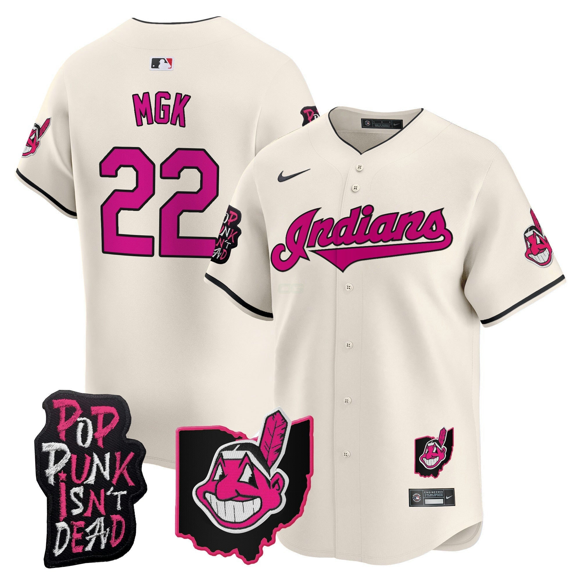 Camisa MLB Men’s Cleveland Indians MGK Patch Vapor Premier Limited Jersey
