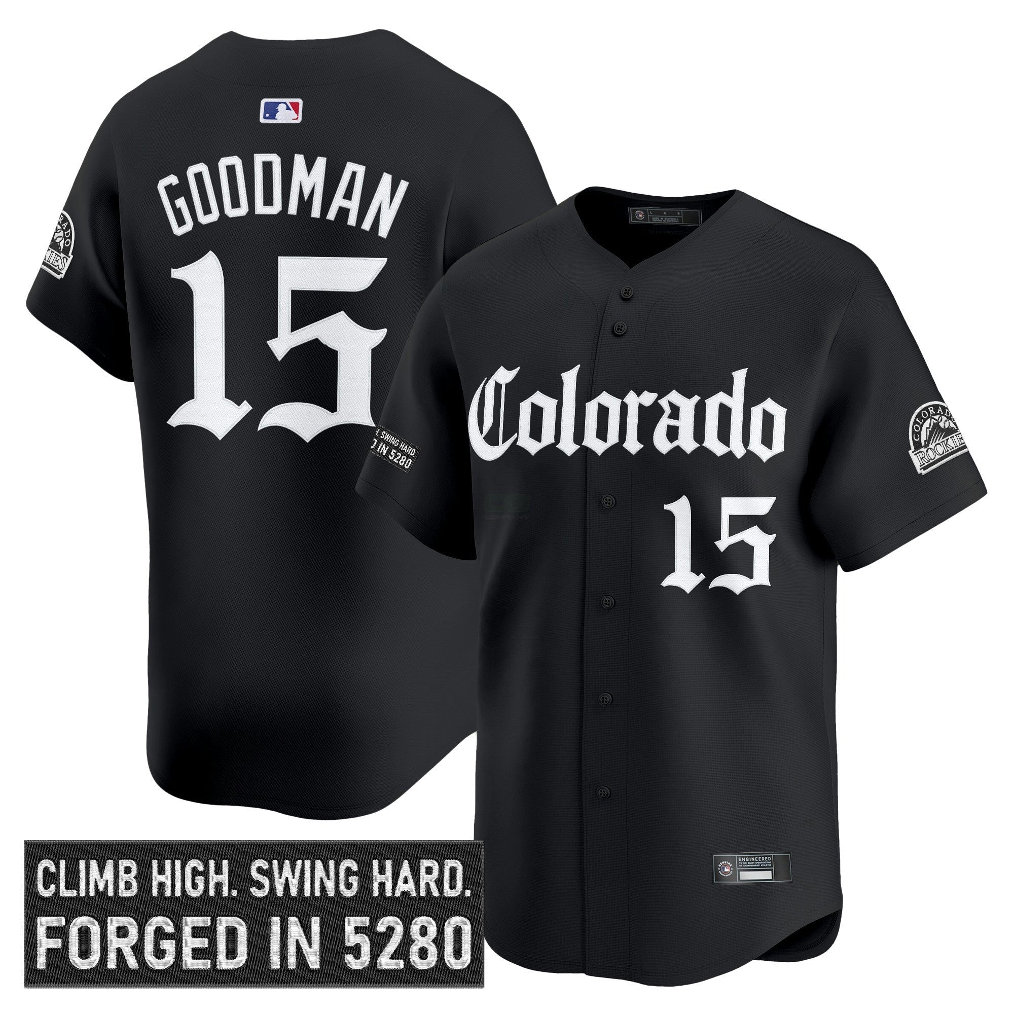 Camisa MLB Men’s Colorado ‘Gothic Mile High Shadows Edition’ Vapor Premier Limited Jersey