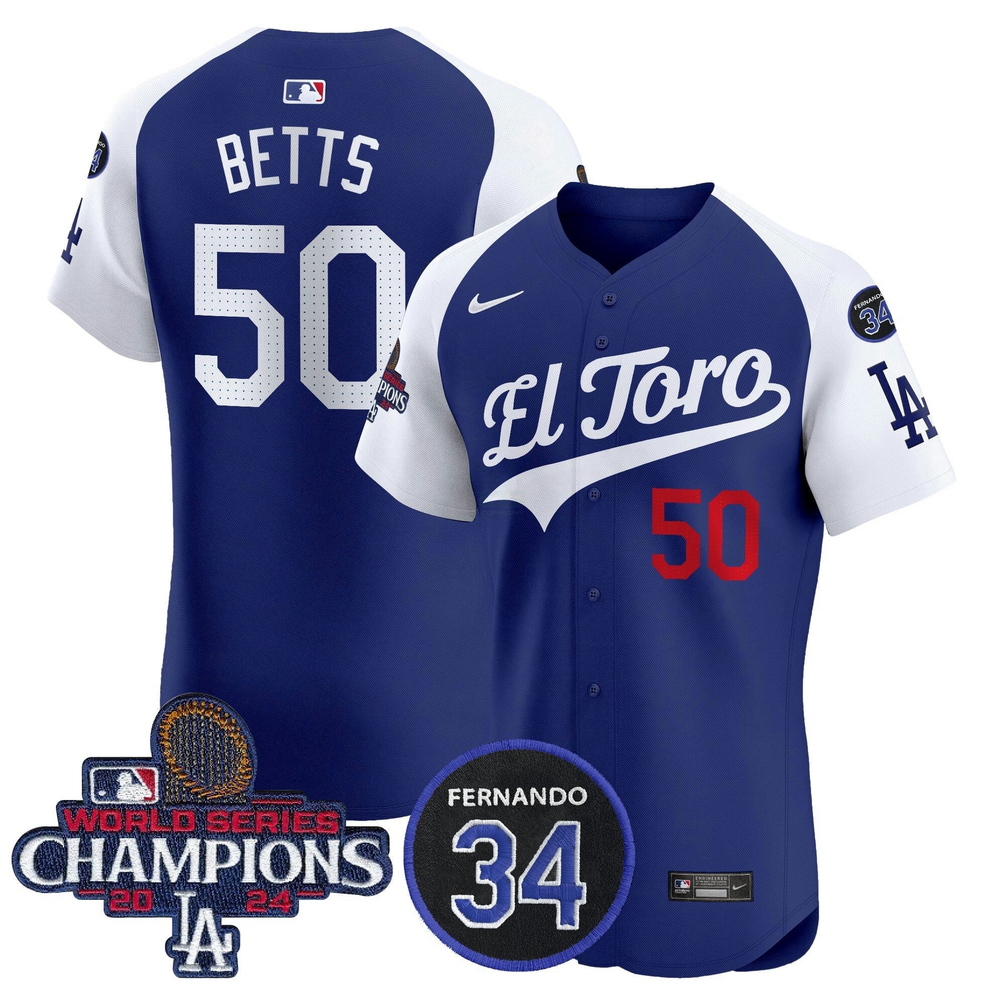 Camisa MLB Men’s El Toro 2024 World Series Champions Patch Vapor Premier Elite Jersey