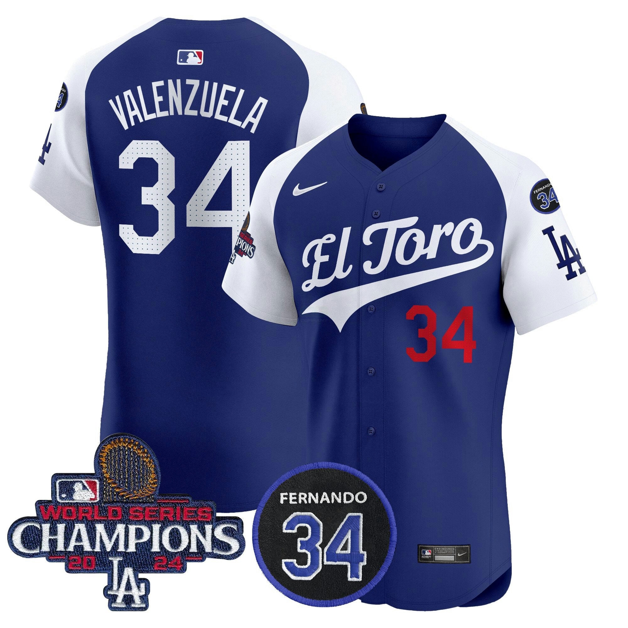 Camisa MLB Men’s El Toro 2024 World Series Champions Patch Vapor Premier Elite Jersey