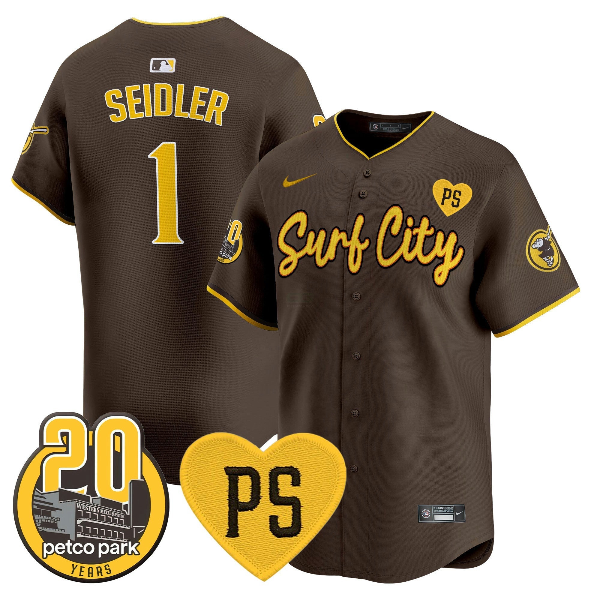 Camisa MLB Men’s “For Peter” & Petco Park 20th Patch Vapor Premier Limited Jersey V3