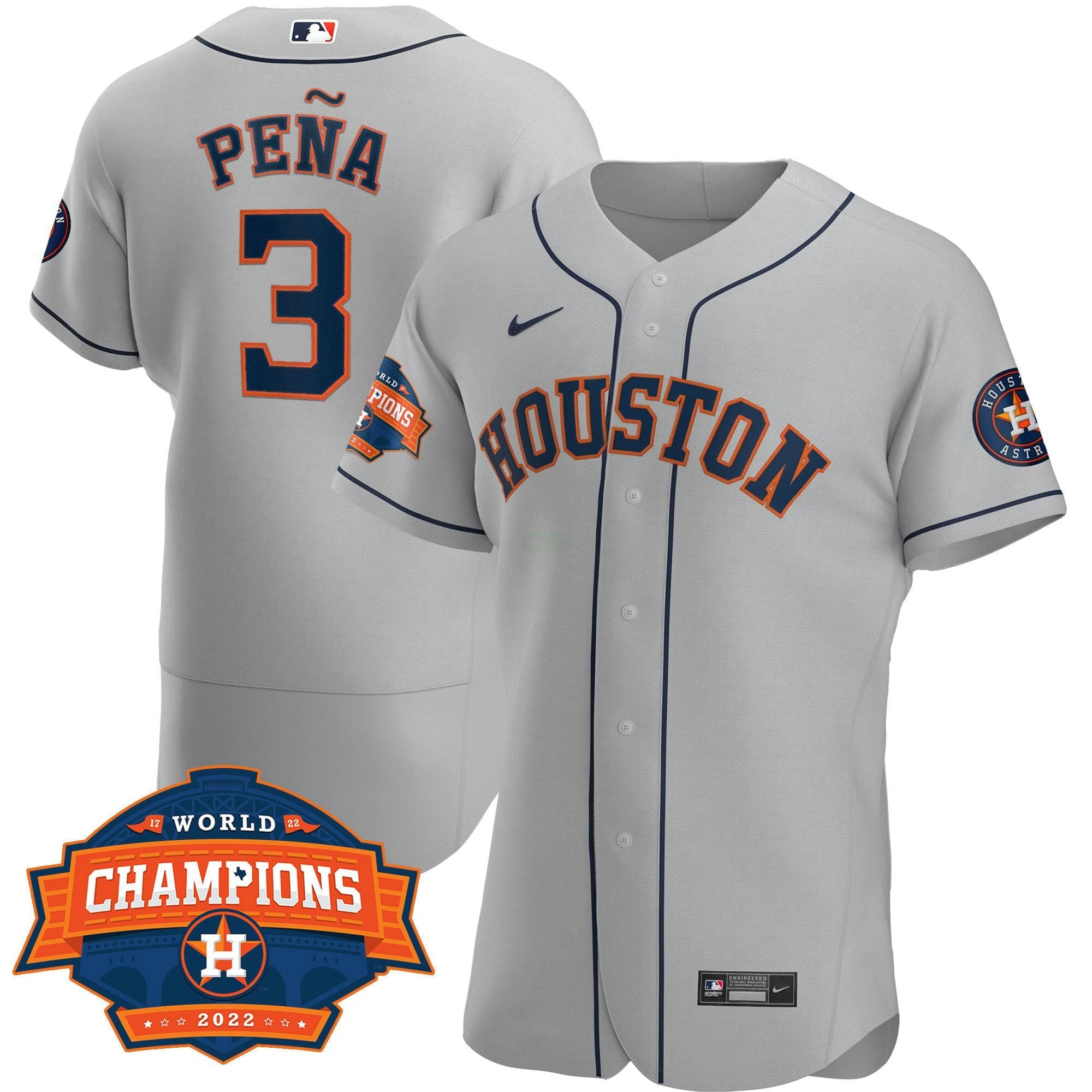 Camisa MLB Men’s Houston 2022 Champions Limited Cinza Road Player Jersey