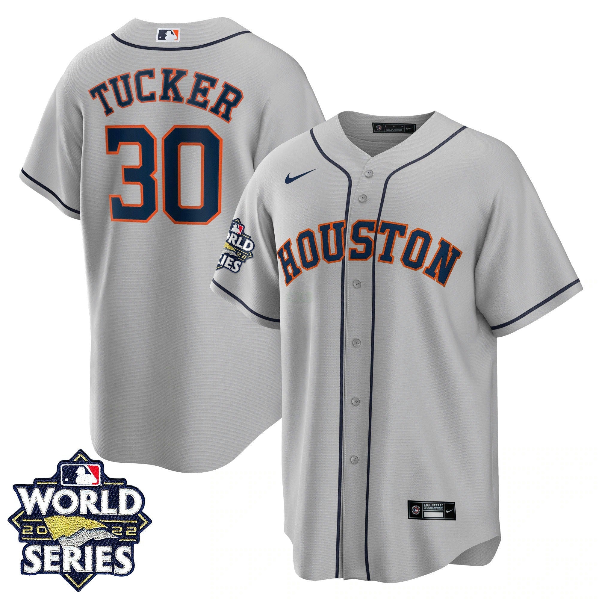 Camisa MLB Men’s Houston 2022 World Series Cinza Road Player Jersey