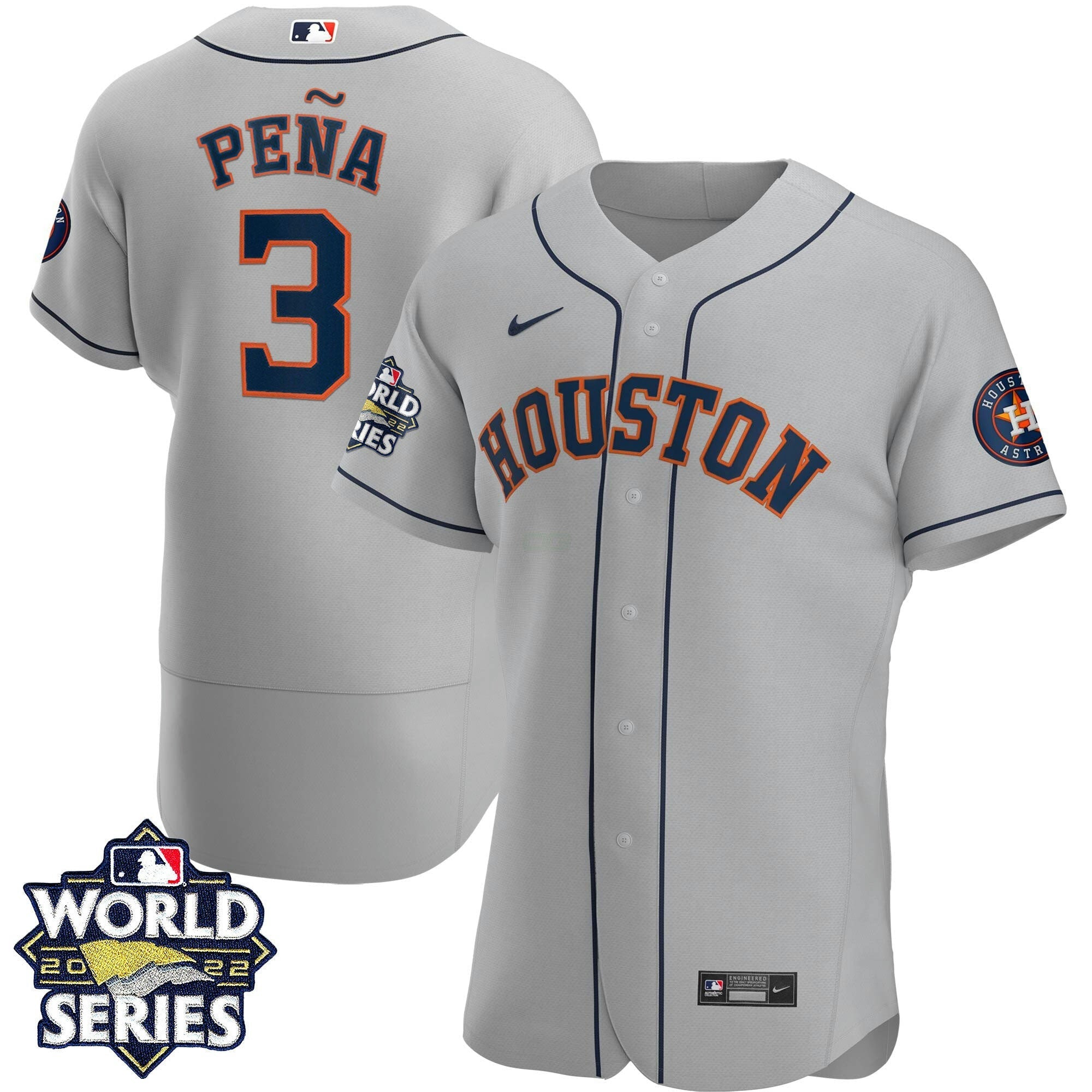 Camisa MLB Men’s Houston 2022 World Series Cinza Road Player Jersey