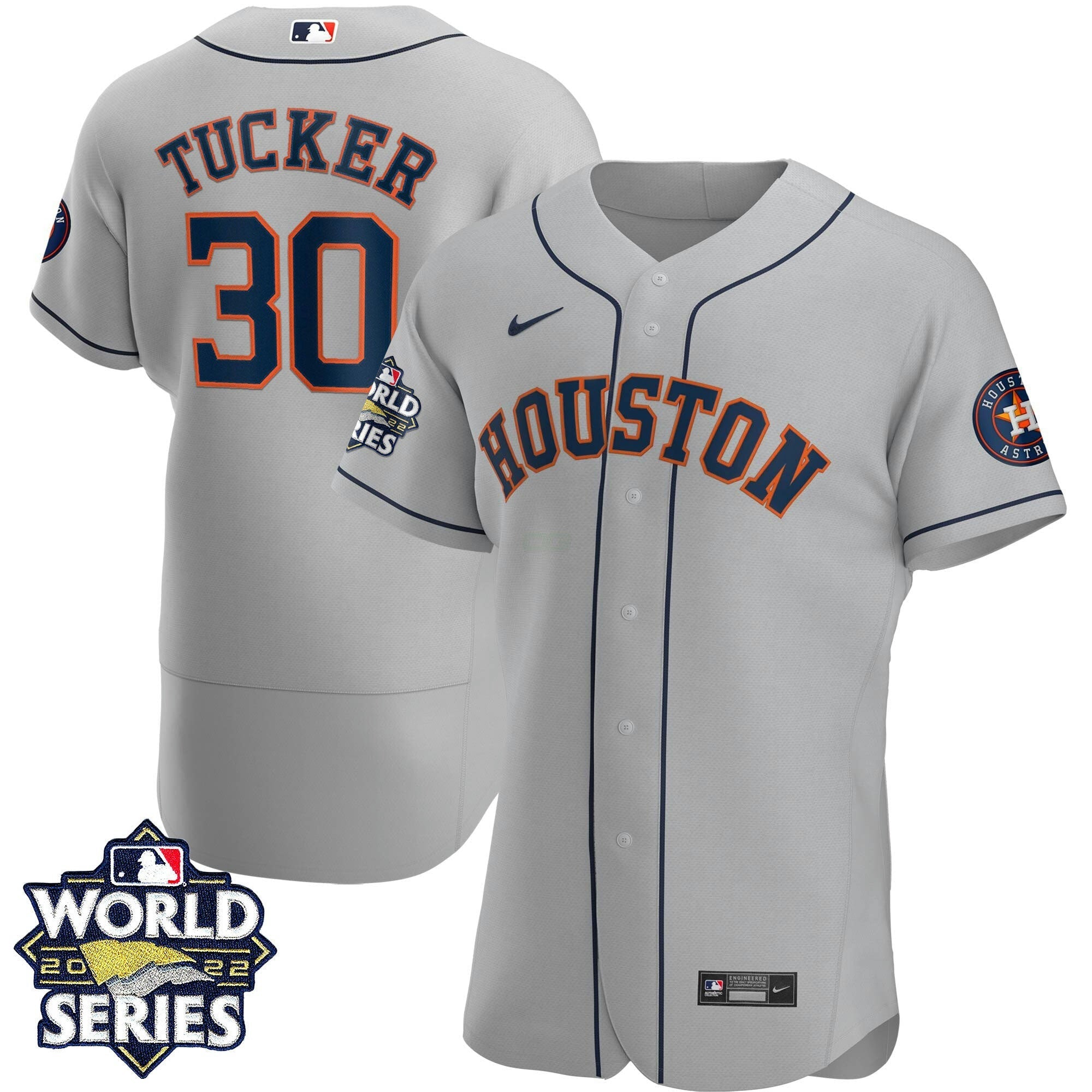 Camisa MLB Men’s Houston 2022 World Series Cinza Road Player Jersey