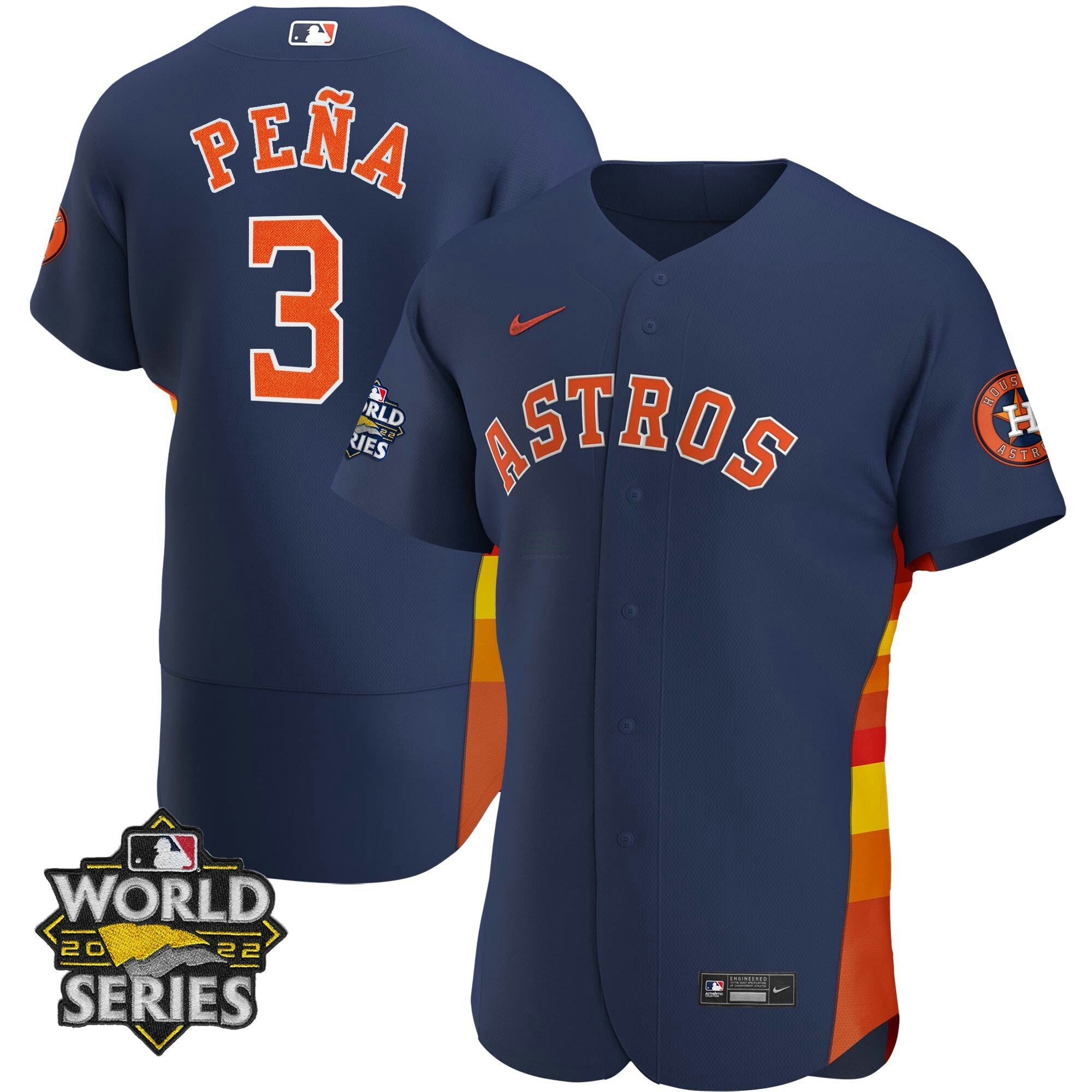 Camisa MLB Men’s Houston Alternativa Azul Marinho 2022 World Series Player Jersey