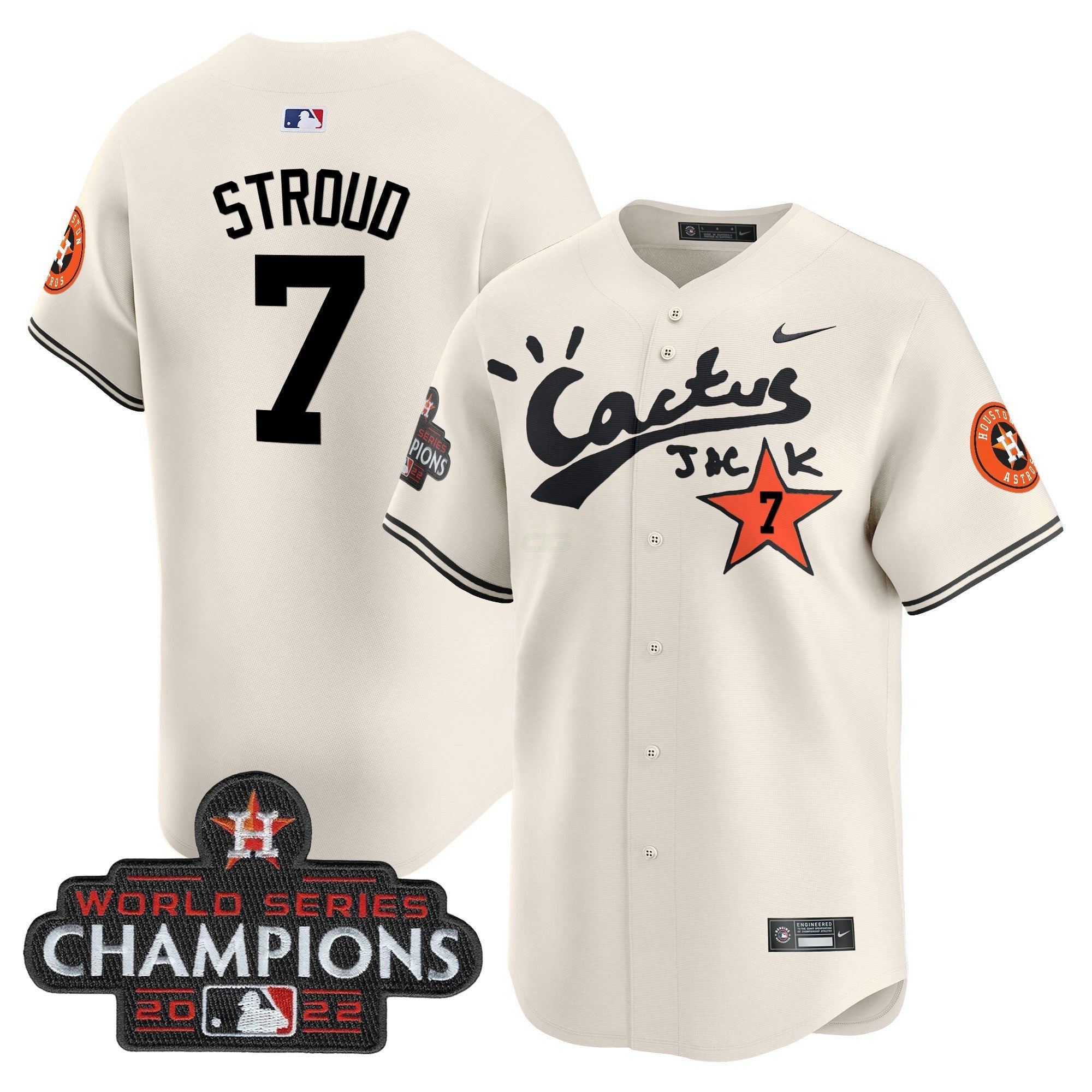 Camisa MLB Men’s Houston Cactus Jack Champions Patch Vapor Premier Limited Jersey