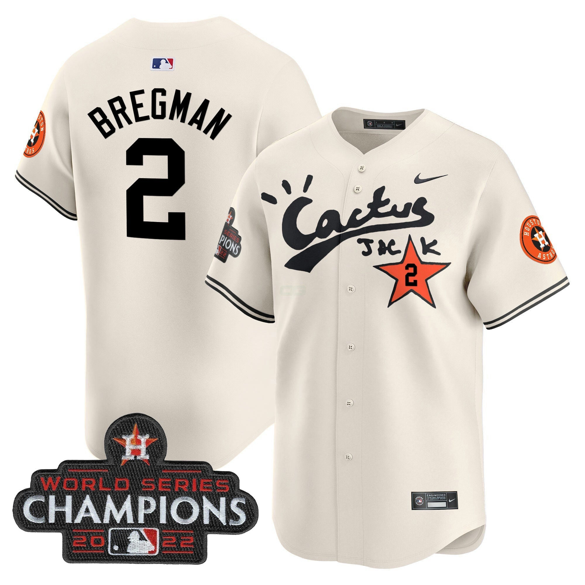 Camisa MLB Men’s Houston Cactus Jack Champions Patch Vapor Premier Limited Jersey