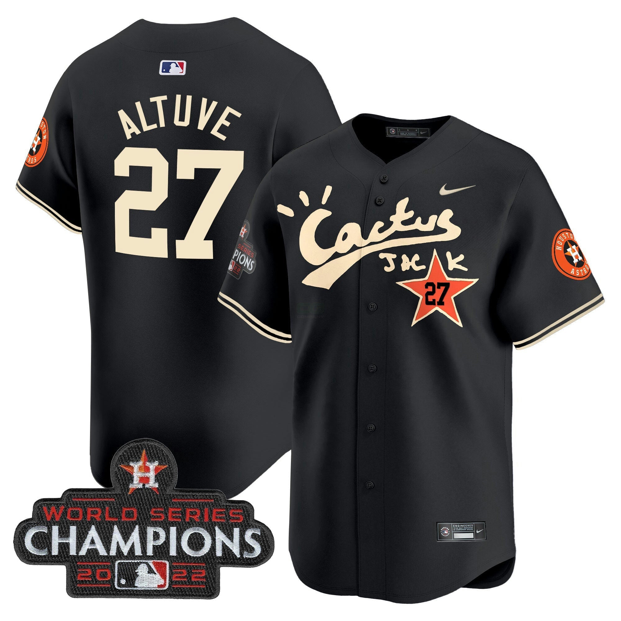 Camisa MLB Men’s Houston Cactus Jack Champions Patch Vapor Premier Limited Jersey