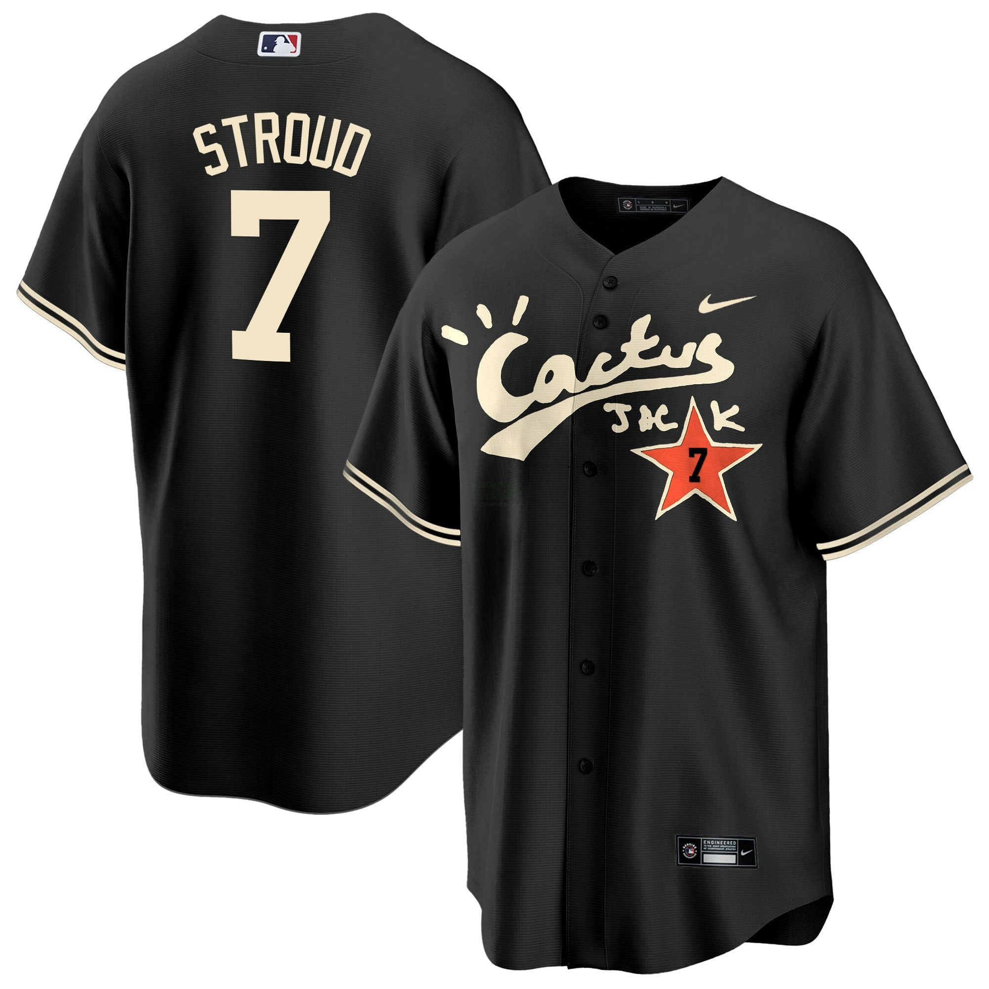 Camisa MLB Men’s Houston Cactus Jack Cool Base Jersey V2 – Stitched