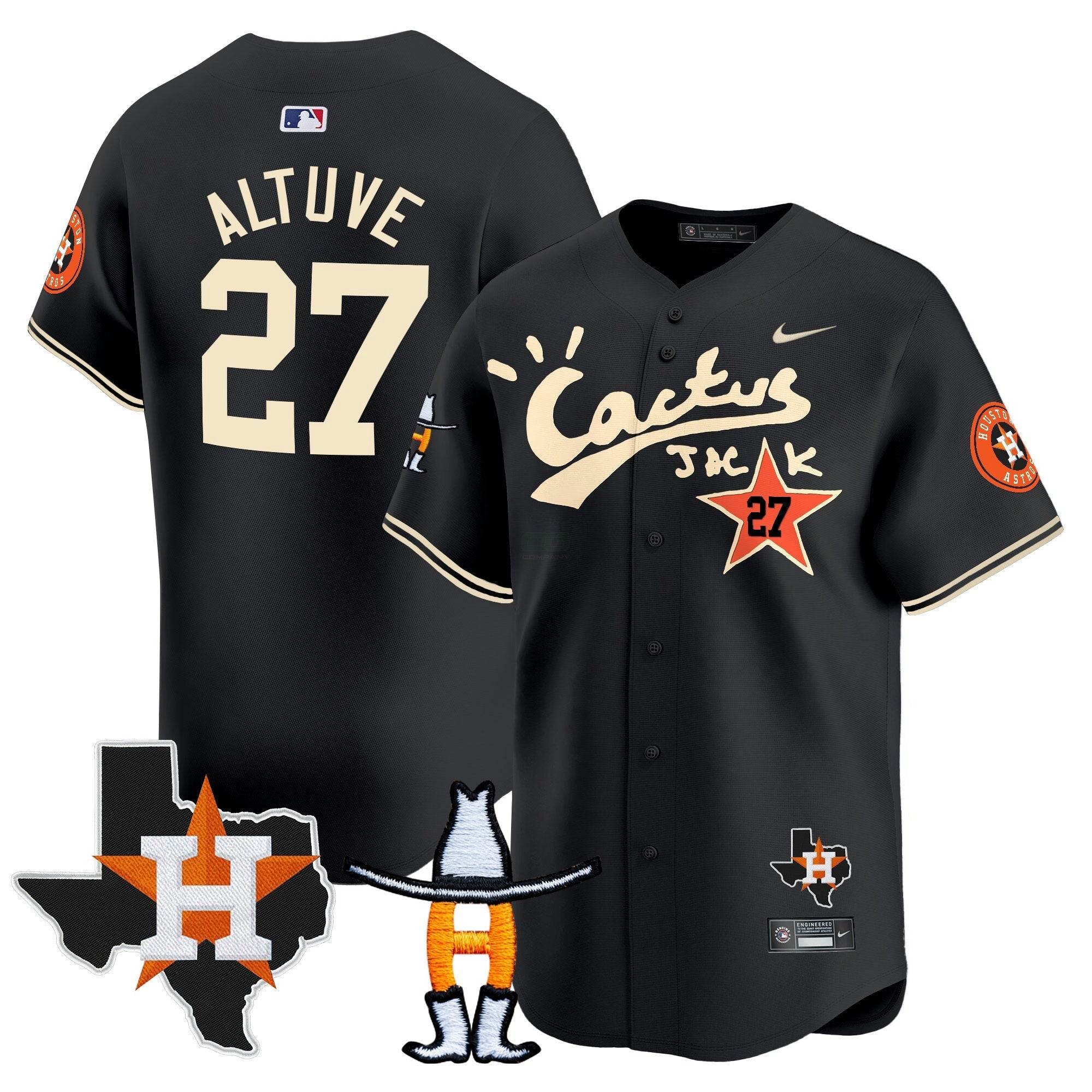 Camisa MLB Men’s Houston Cactus Jack Houston Rodeo Patch Vapor Premier Limited Jersey