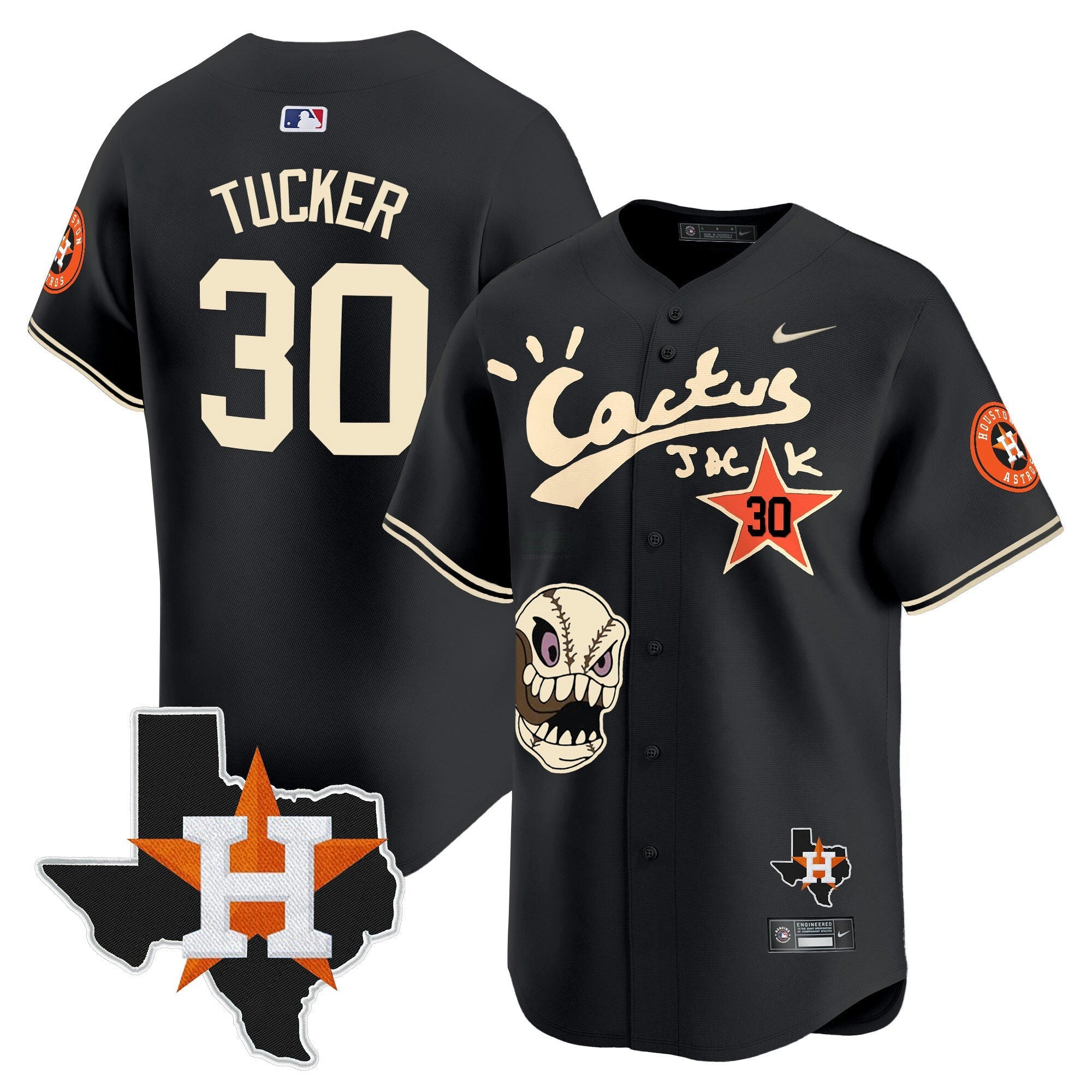 Camisa MLB Men’s Houston Cactus Jack Patch Vapor Premier Limited Jersey