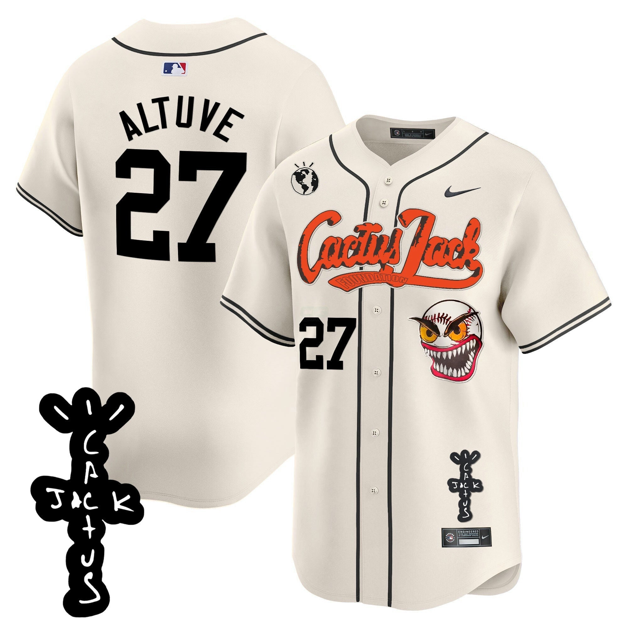 Camisa MLB Men’s Houston Cactus Jack Patch Vapor Premier Limited Jersey – Stitched