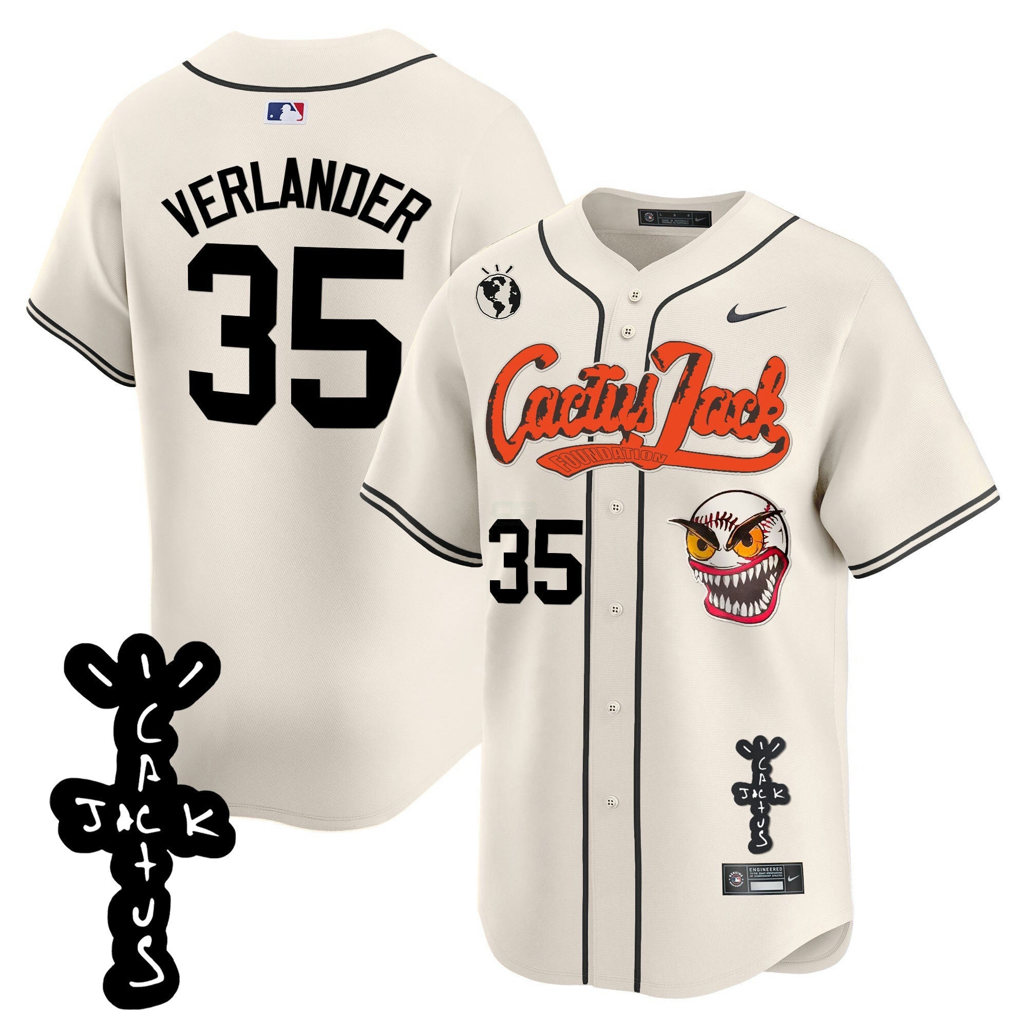 Camisa MLB Men’s Houston Cactus Jack Patch Vapor Premier Limited Jersey – Stitched