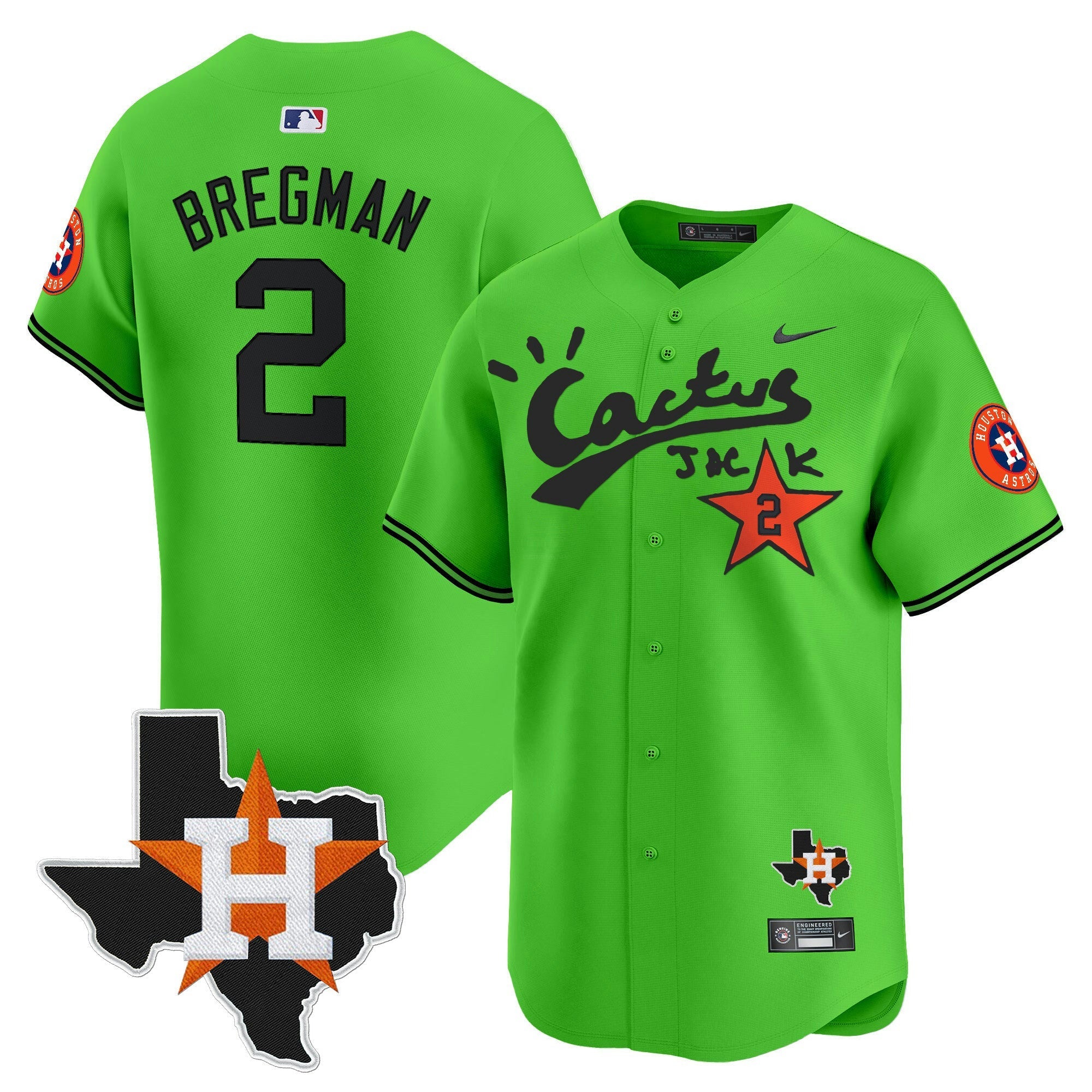Camisa MLB Men’s Houston Cactus Jack Patch Vapor Premier Limited Jersey V11 – Stitched