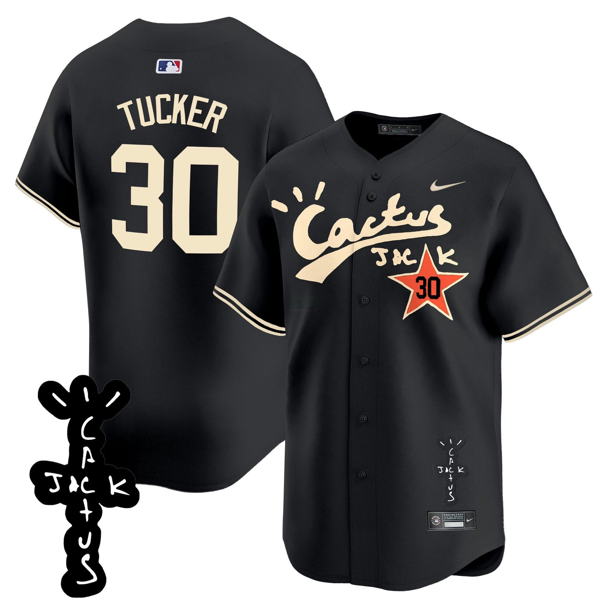 Camisa MLB Men’s Houston Cactus Jack Patch Vapor Premier Limited Jersey V2 – Stitched