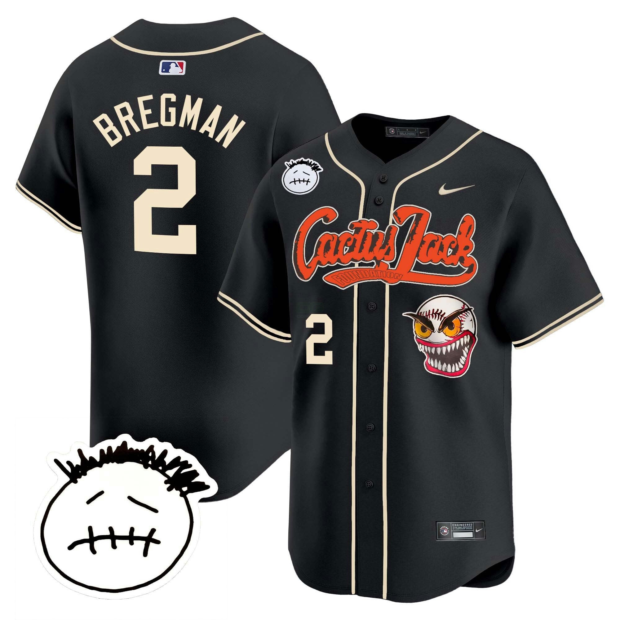 Camisa MLB Men’s Houston Cactus Jack Patch Vapor Premier Limited Jersey V3 – Stitched