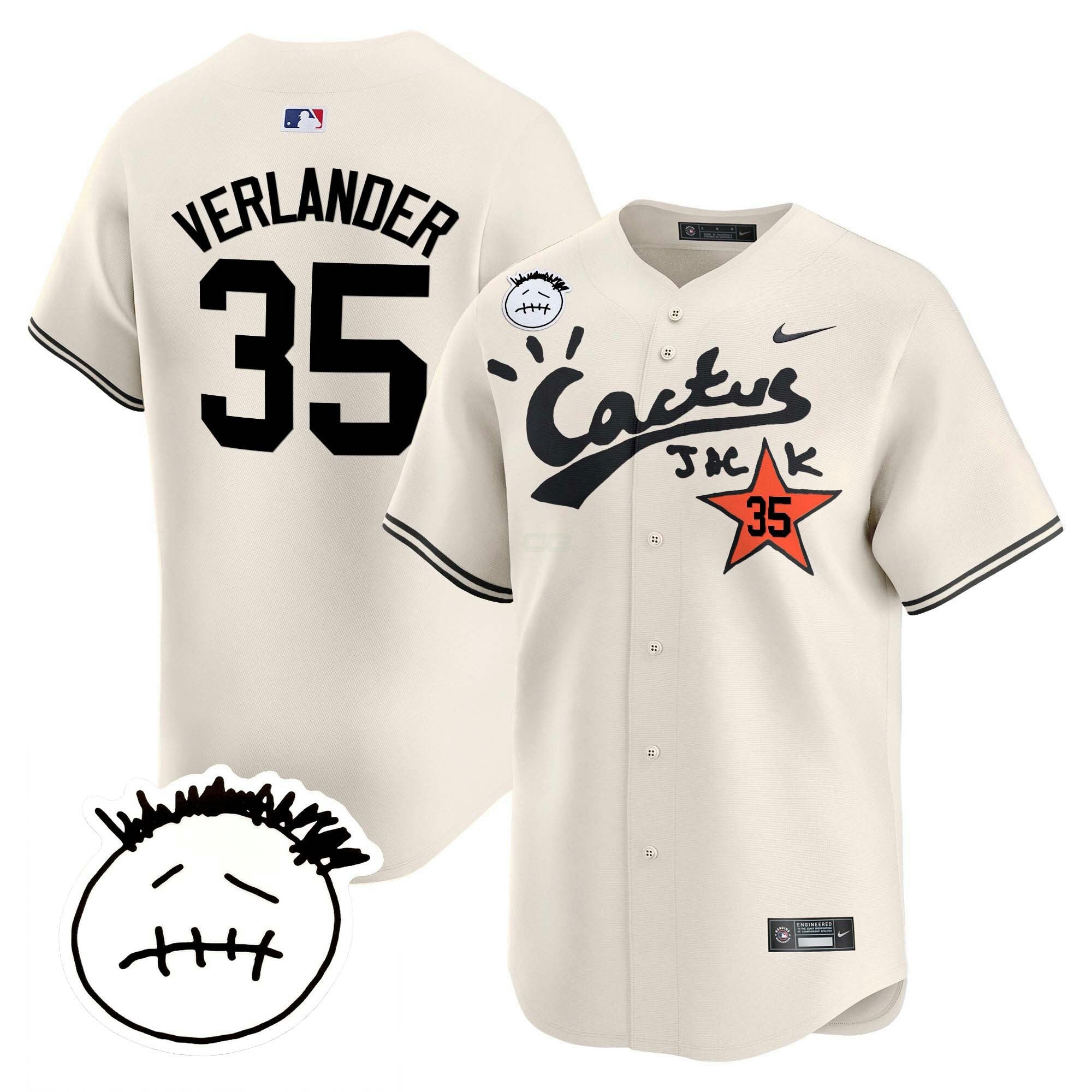 Camisa MLB Men’s Houston Cactus Jack Patch Vapor Premier Limited Jersey V4 – Stitched