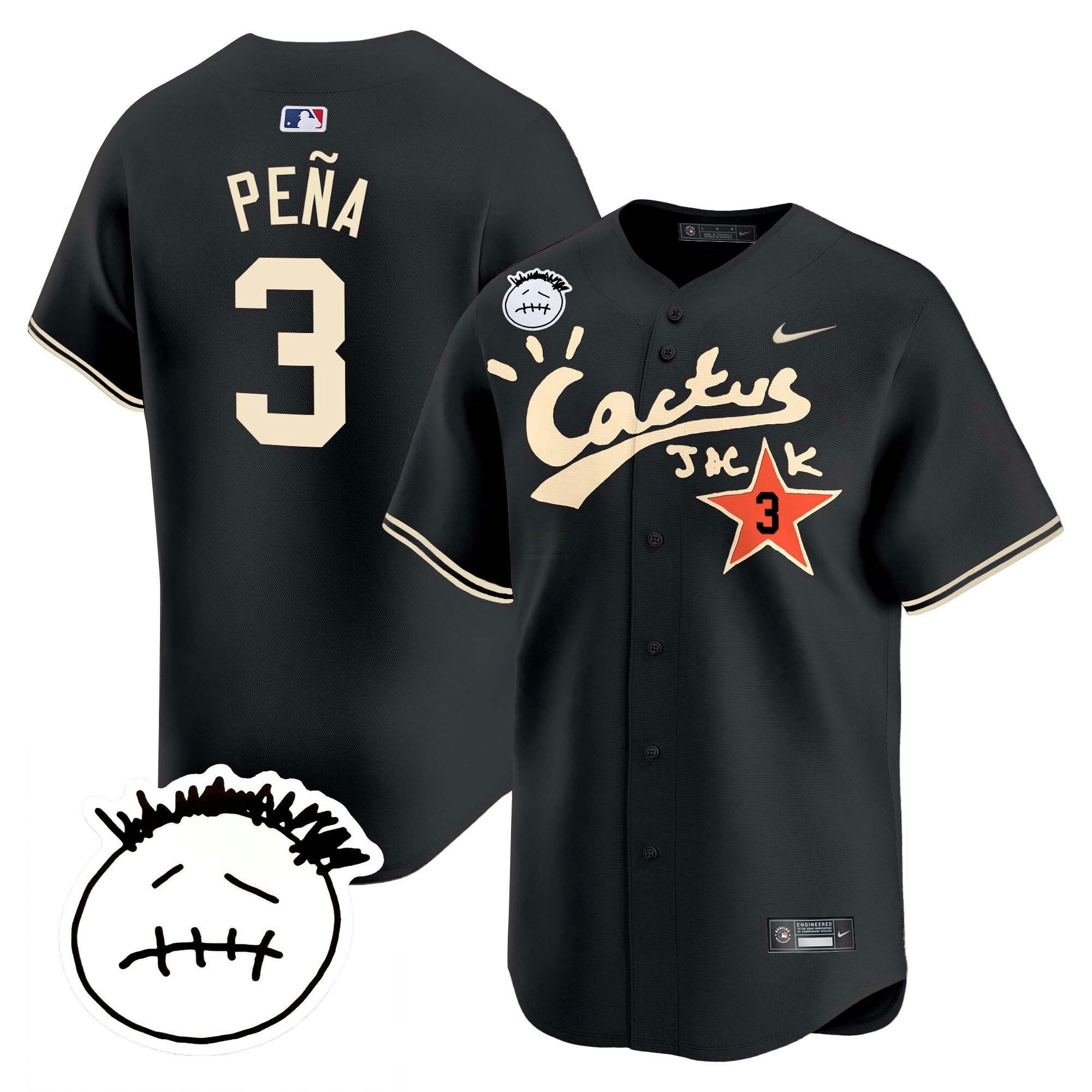 Camisa MLB Men’s Houston Cactus Jack Patch Vapor Premier Limited Jersey V4 – Stitched