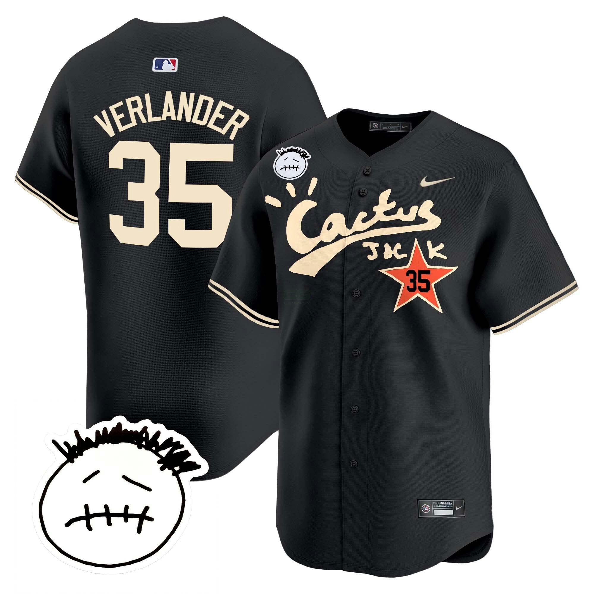 Camisa MLB Men’s Houston Cactus Jack Patch Vapor Premier Limited Jersey V4 – Stitched