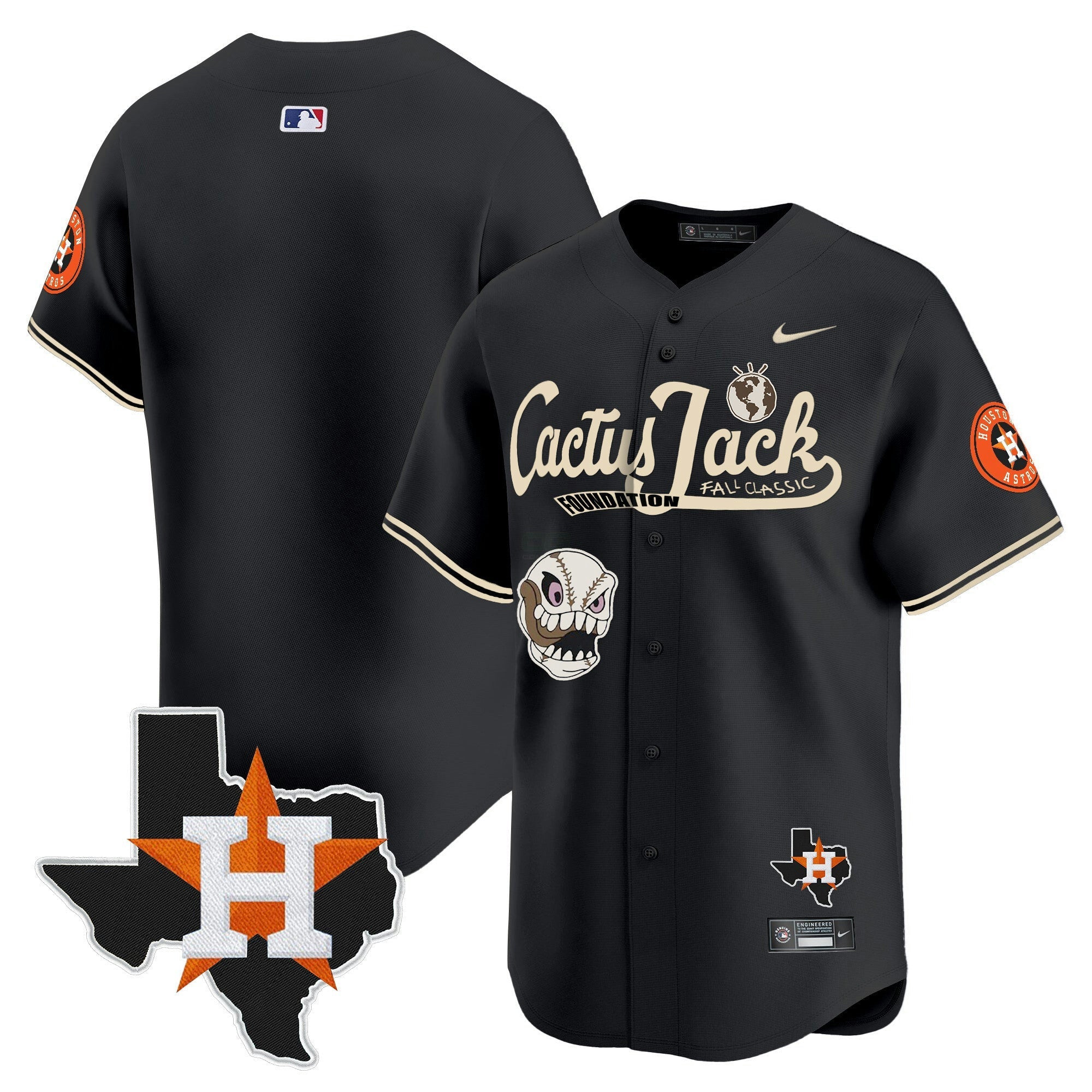 Camisa MLB Men’s Houston Cactus Jack Patch Vapor Premier Limited Jersey V8 – Stitched
