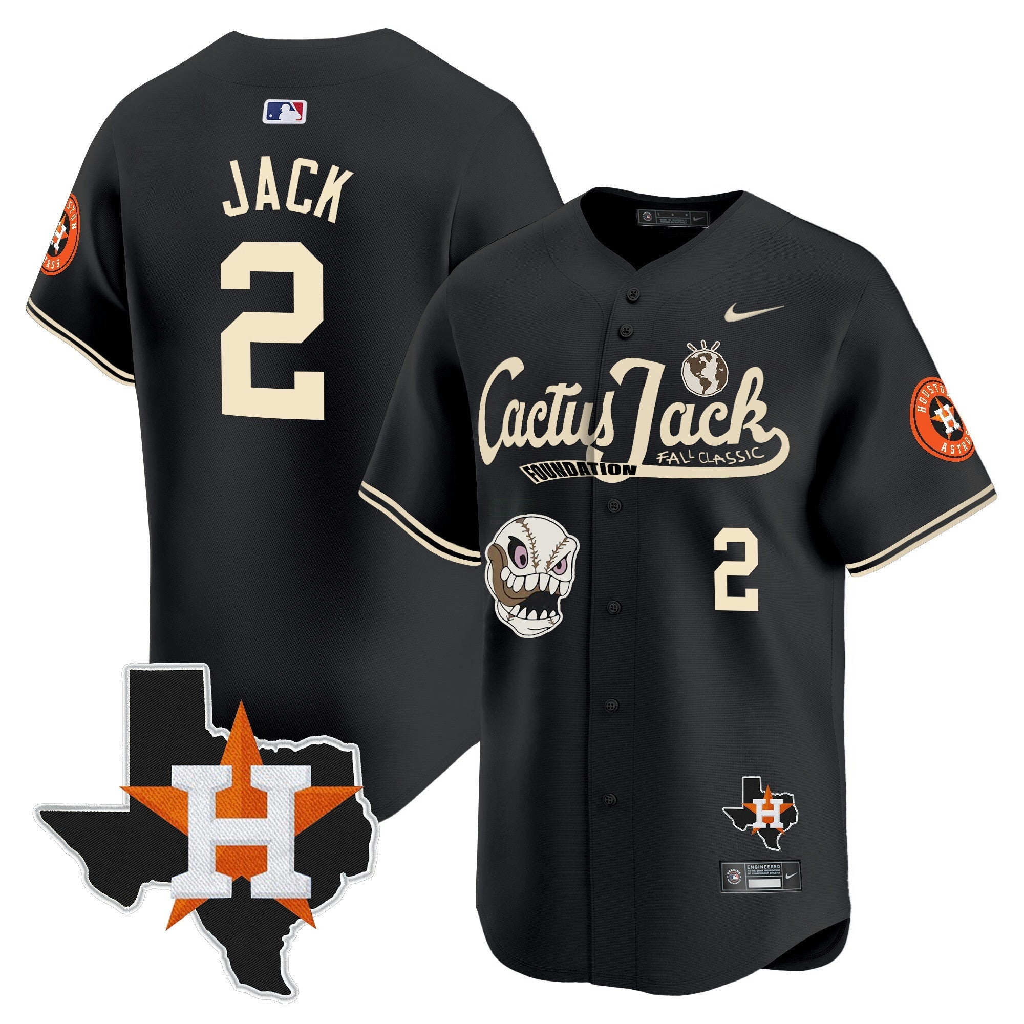 Camisa MLB Men’s Houston Cactus Jack Patch Vapor Premier Limited Jersey V8 – Stitched