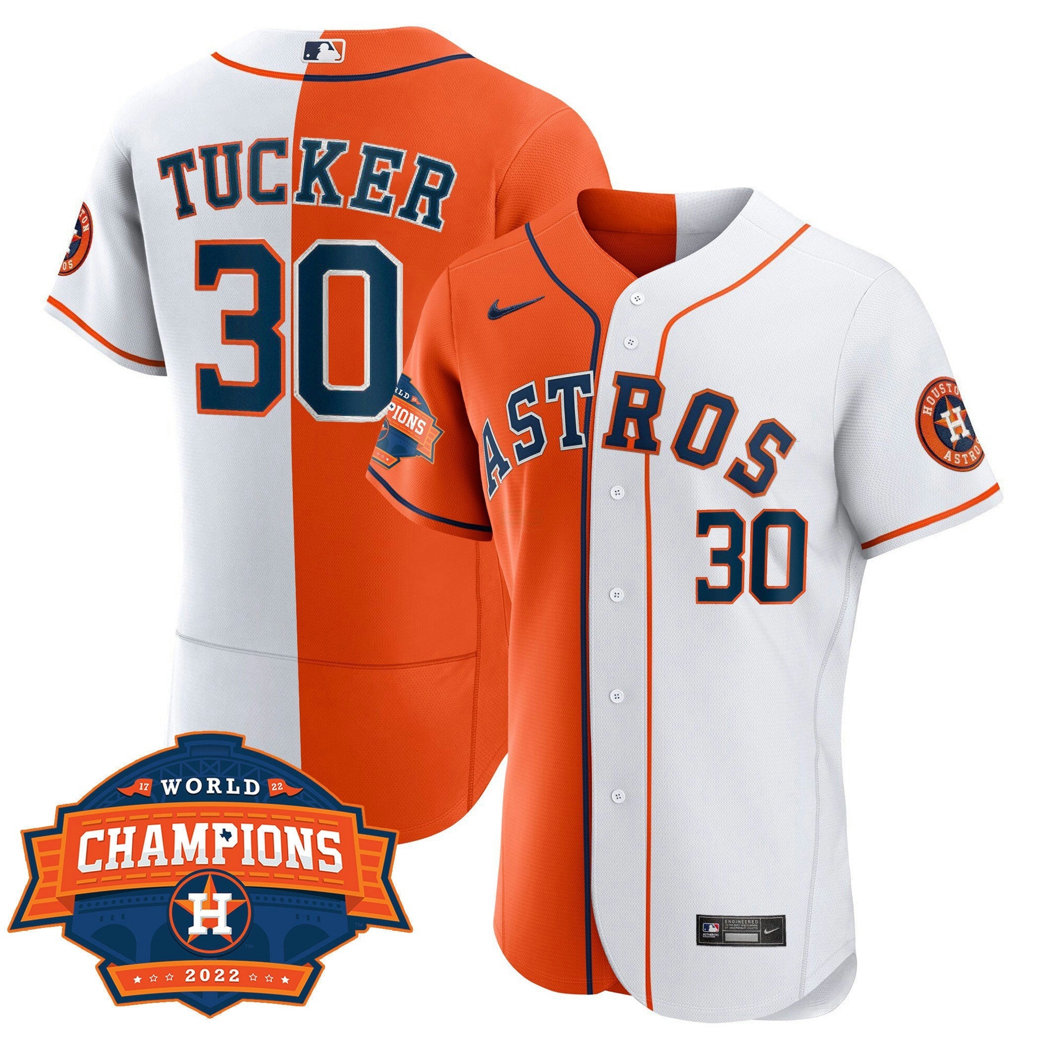 Camisa MLB Men’s Houston Flex Base Split 2022 Champions Limited Player Jersey - Branca Laranja