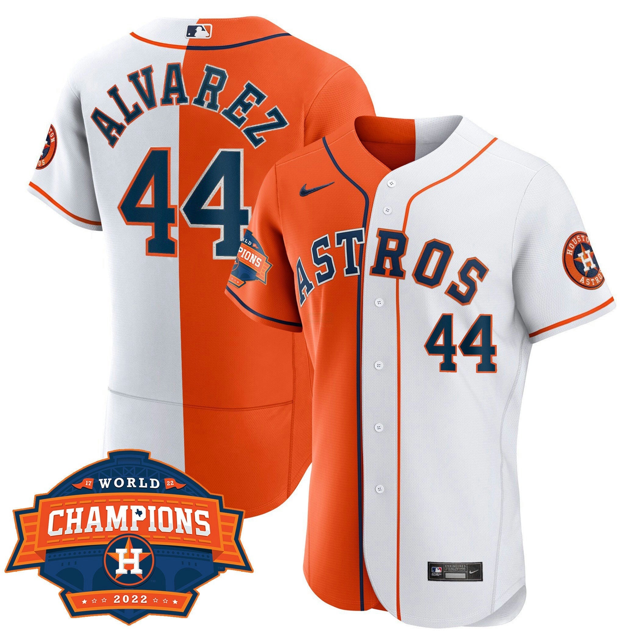 Camisa MLB Men’s Houston Flex Base Split 2022 Champions Limited Player Jersey - Branca Laranja