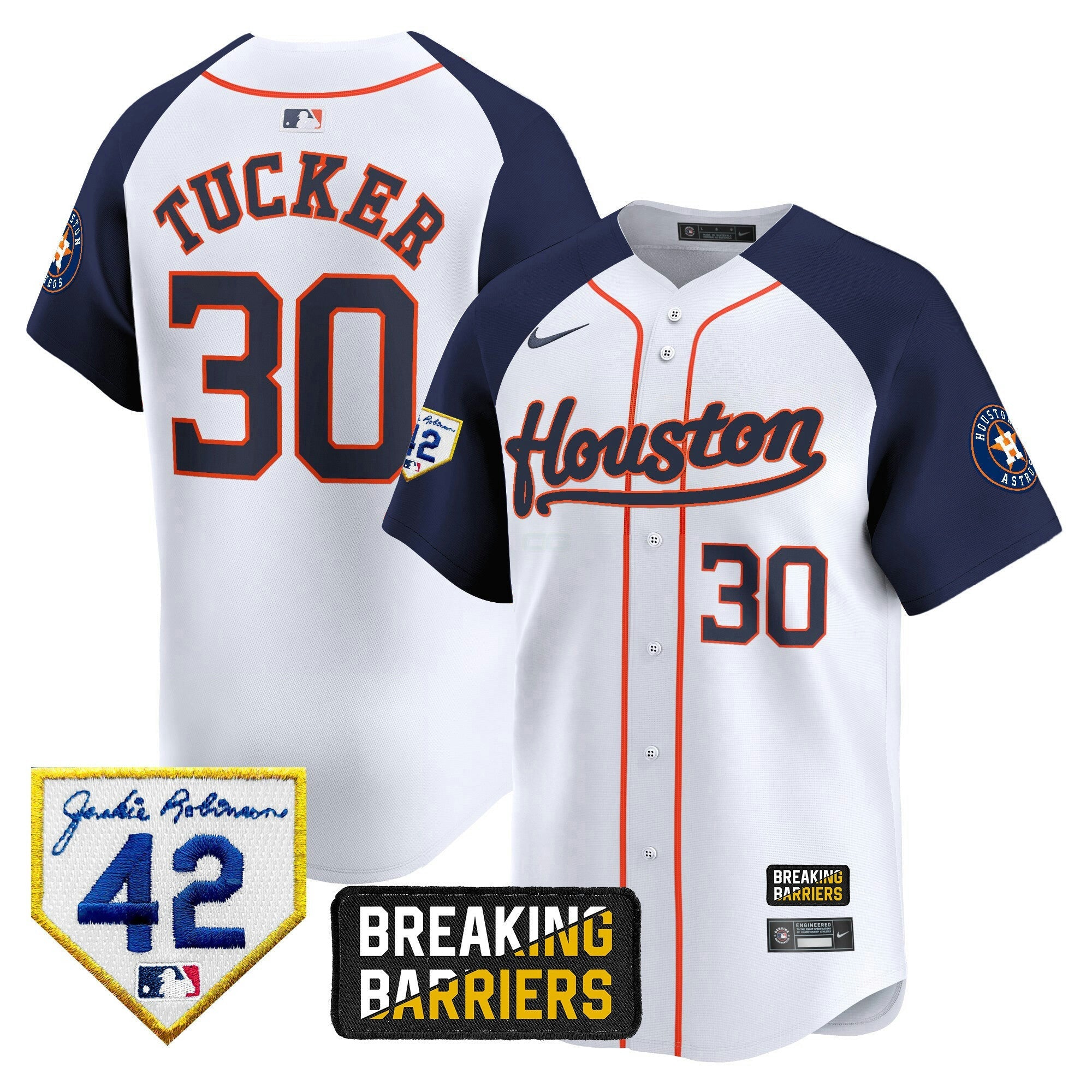 Camisa MLB Men’s Houston Jackie Robinson Breaking Barriers Patch Vapor Premier Limited Jersey