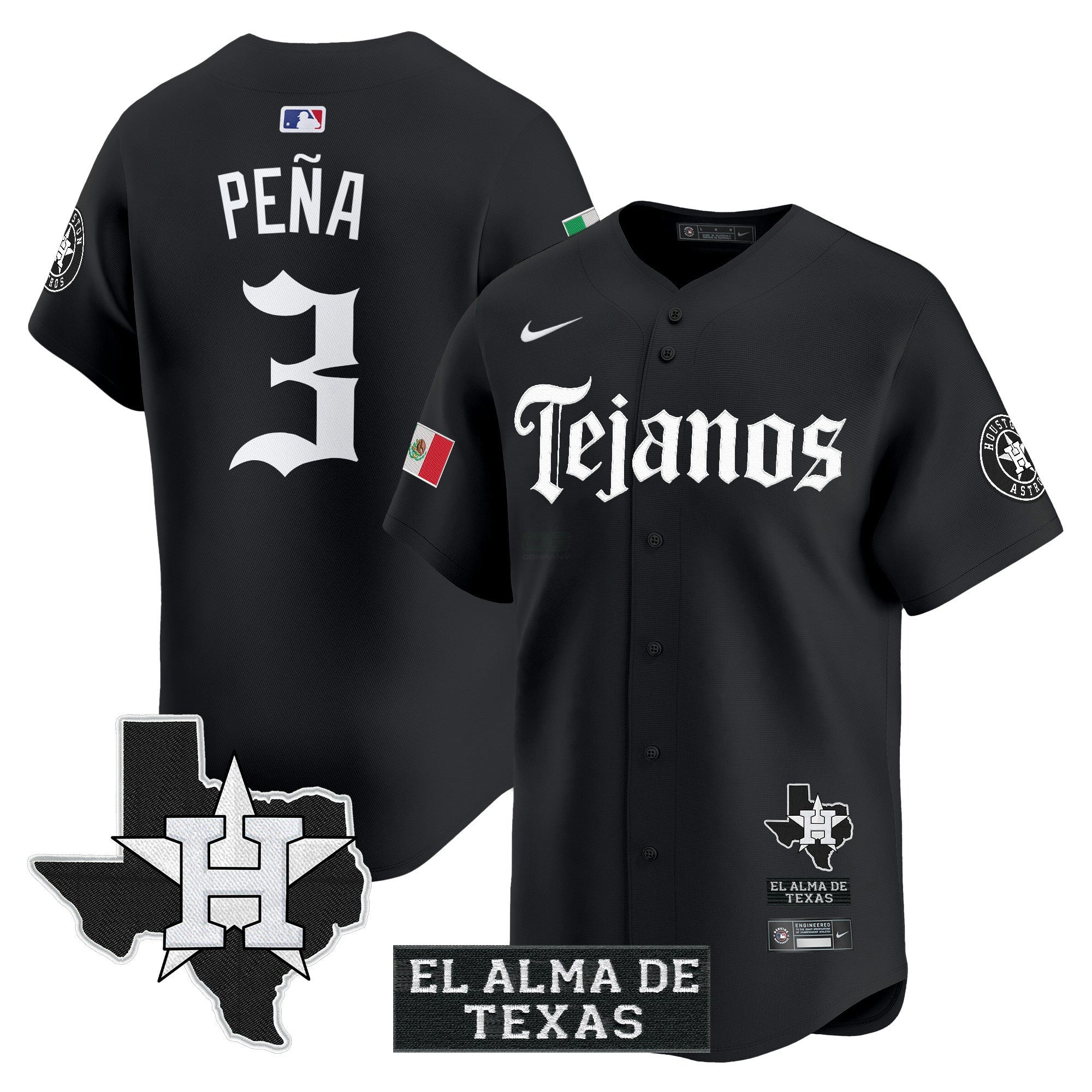 Camisa MLB Men’s Houston Mexico Tejano Barrio Style Vapor Premier Limited Jersey