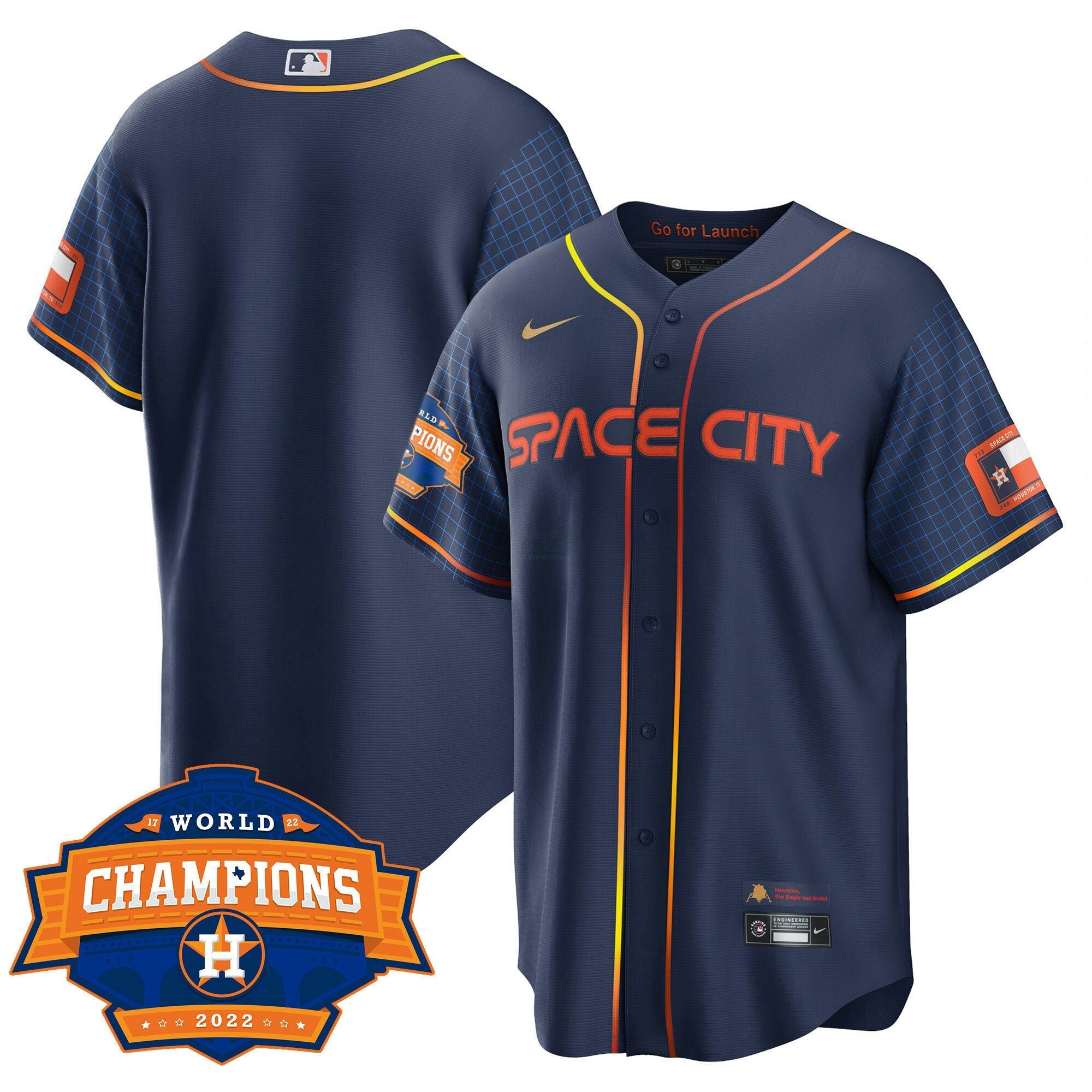 Camisa MLB Men’s Houston Space City 2022 World Series Champions Patch Limited Jersey