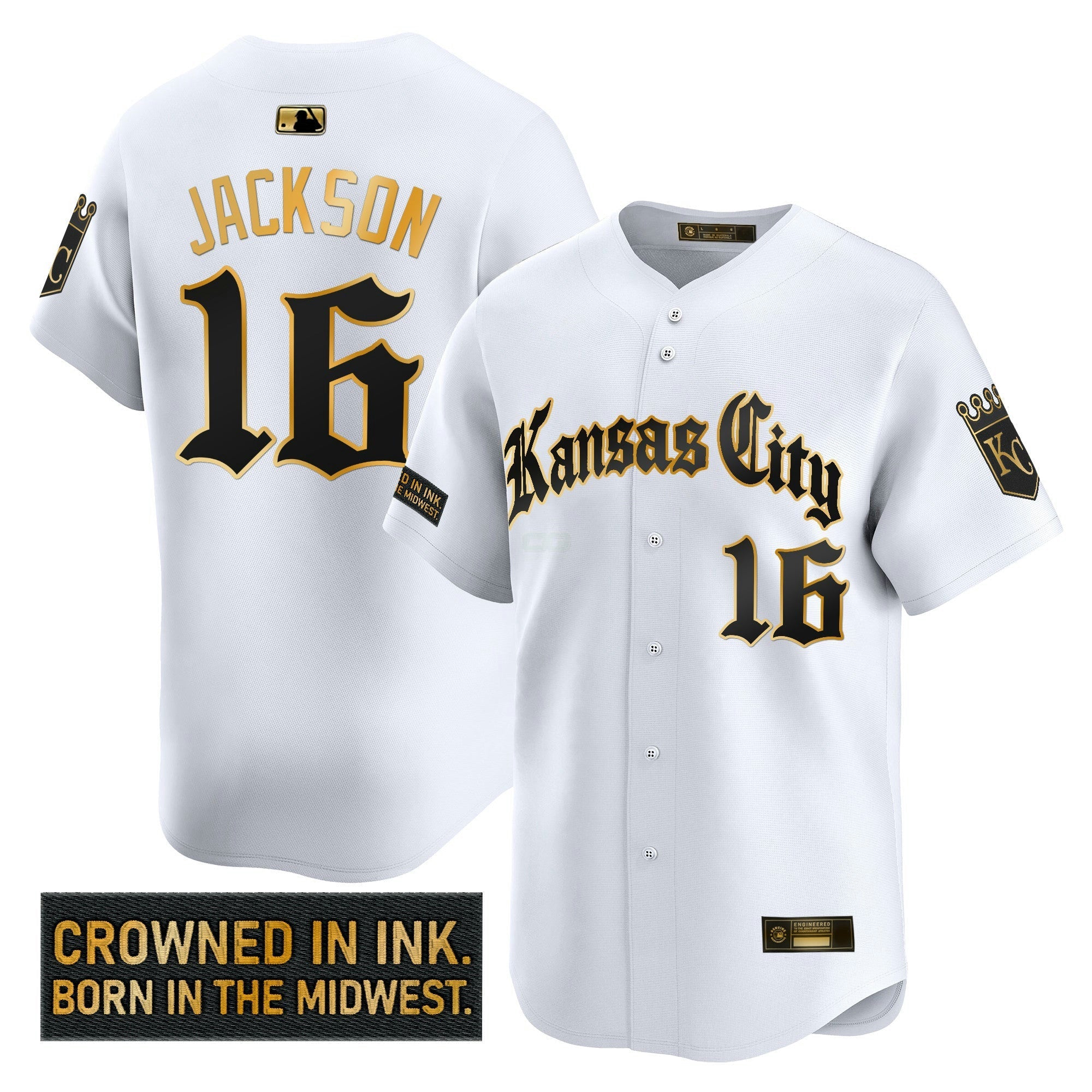 Camisa MLB Men’s Kansas City ‘Gothic Crown Edition’ Dourada Vapor Premier Limited Jersey