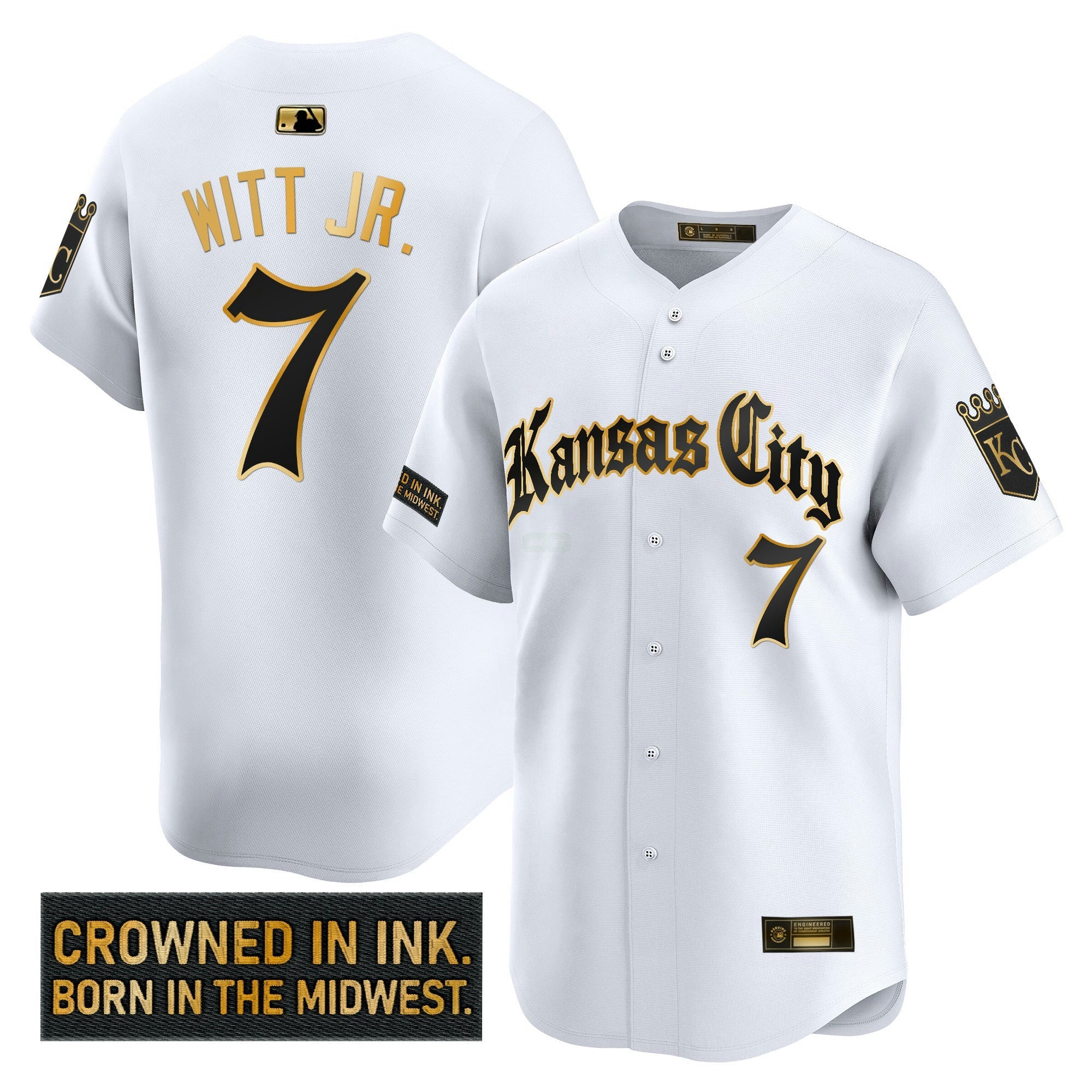 Camisa MLB Men’s Kansas City ‘Gothic Crown Edition’ Dourada Vapor Premier Limited Jersey
