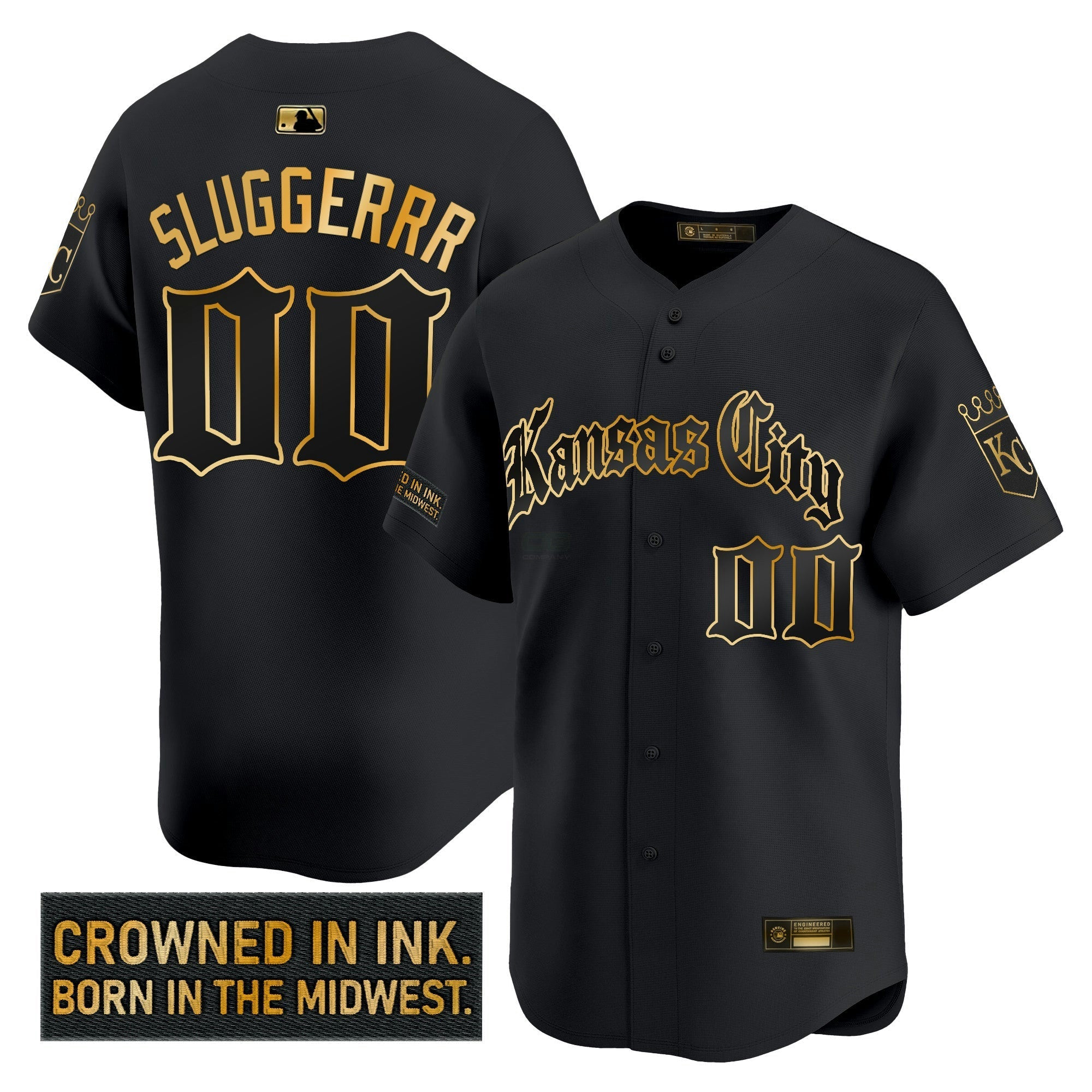 Camisa MLB Men’s Kansas City ‘Gothic Crown Edition’ Dourada Vapor Premier Limited Jersey