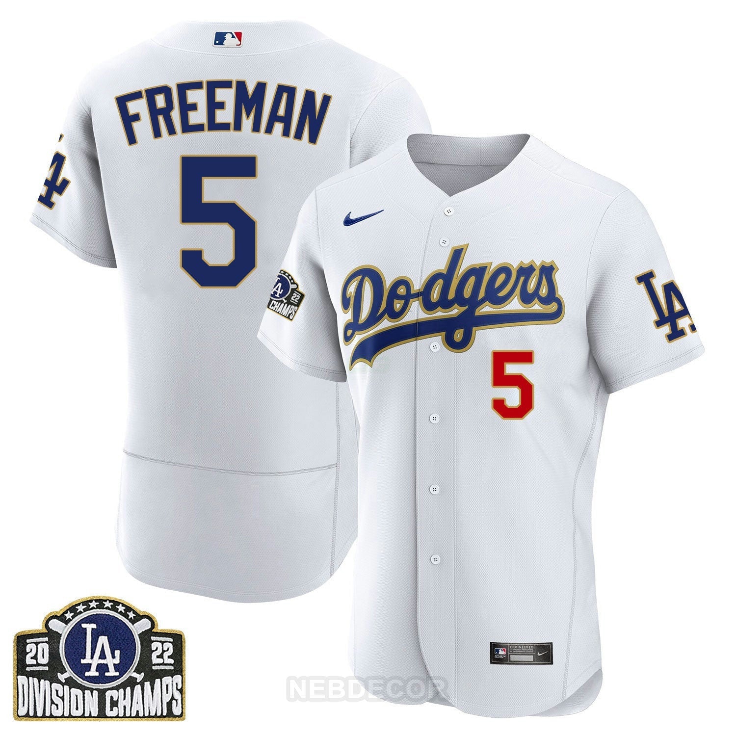 Camisa MLB Men’s Los Angeles NL West Division Champs 2022 Dourada Trim Jersey