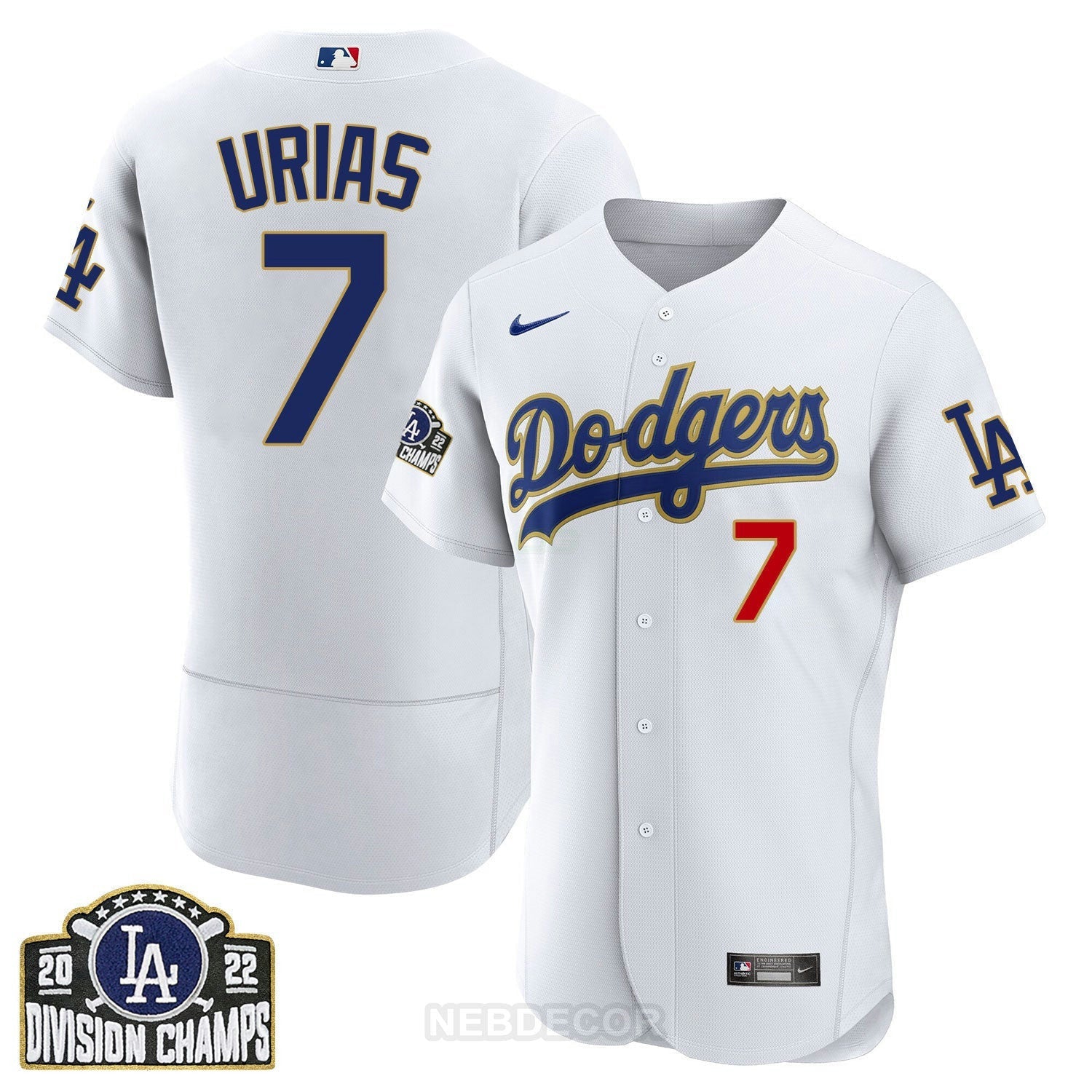 Camisa MLB Men’s Los Angeles NL West Division Champs 2022 Dourada Trim Jersey