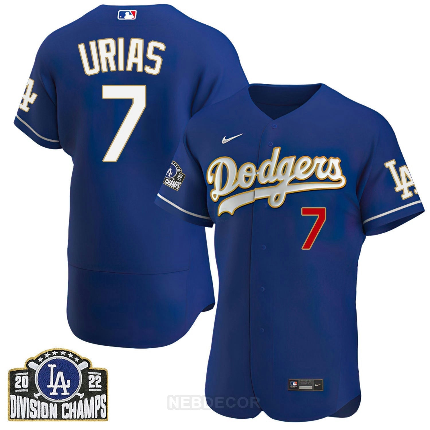 Camisa MLB Men’s Los Angeles NL West Division Champs 2022 Dourada Trim Jersey
