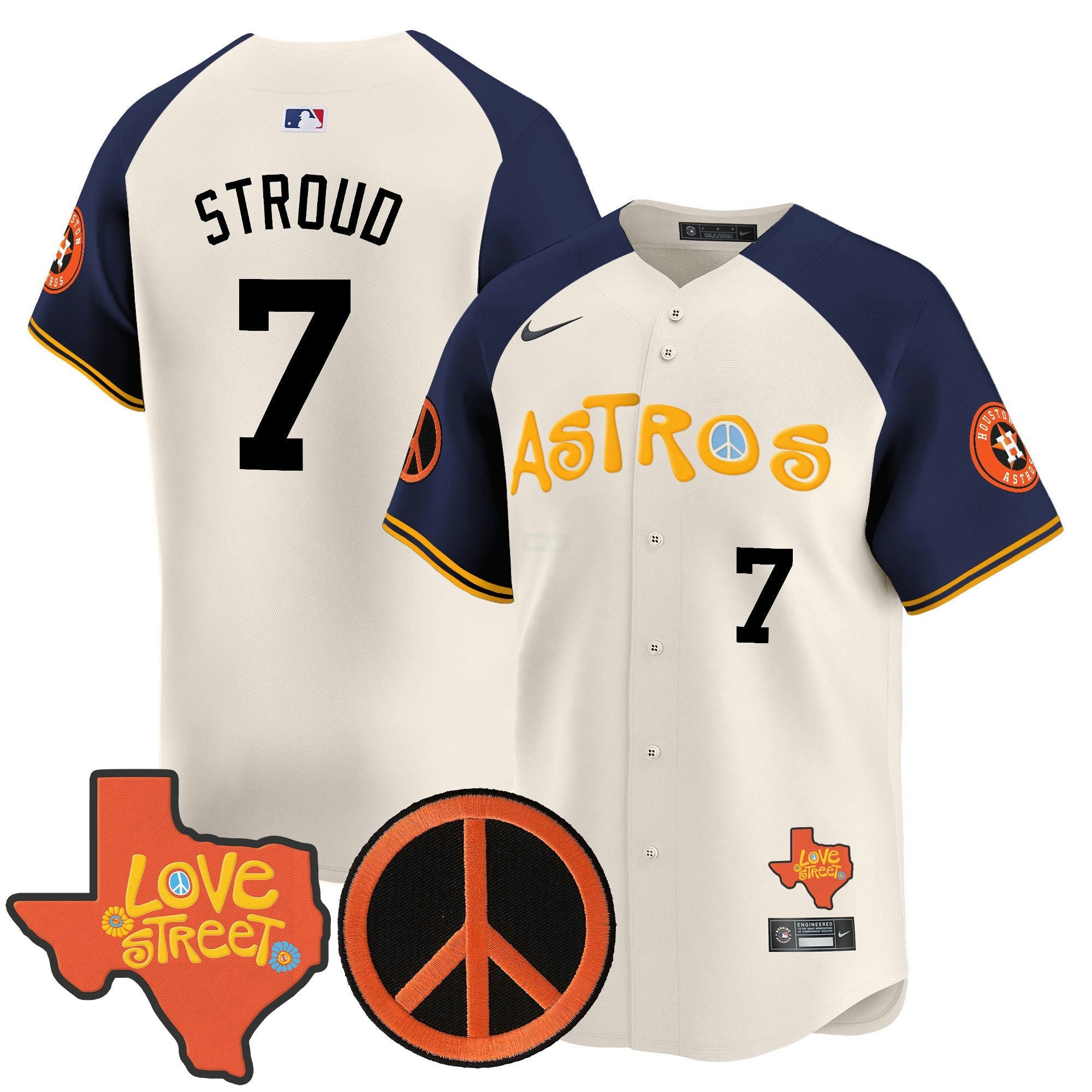Camisa MLB Men’s Love Street & Peace Sign Patch Vapor Premier Limited Jersey