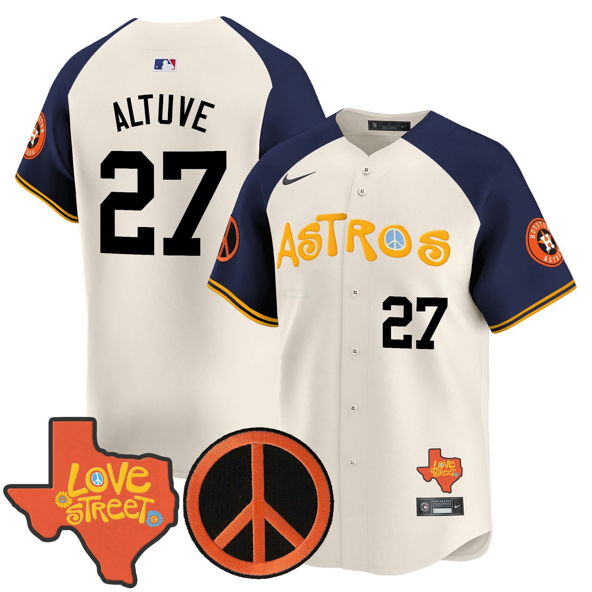 Camisa MLB Men’s Love Street & Peace Sign Patch Vapor Premier Limited Jersey