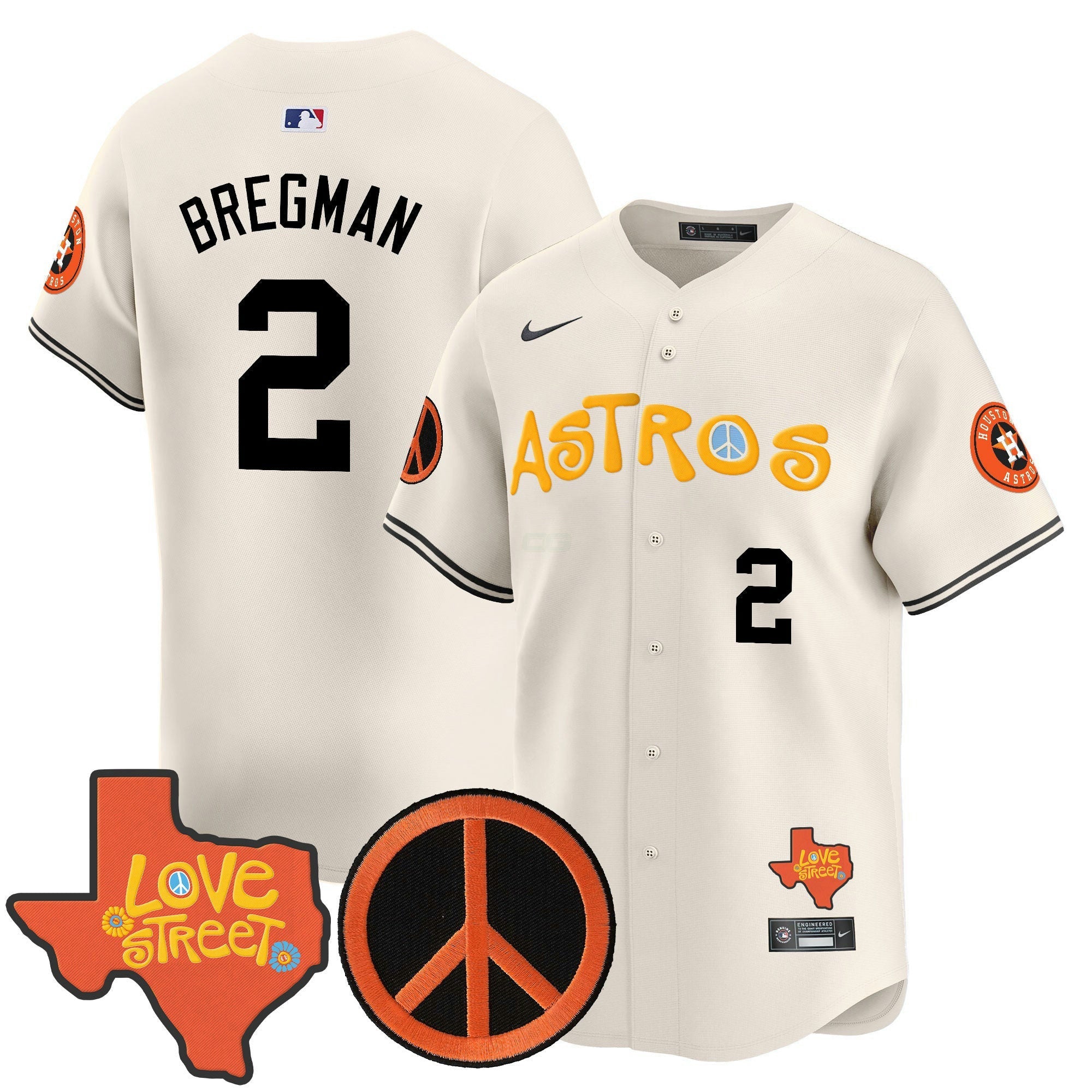 Camisa MLB Men’s Love Street & Peace Sign Patch Vapor Premier Limited Jersey