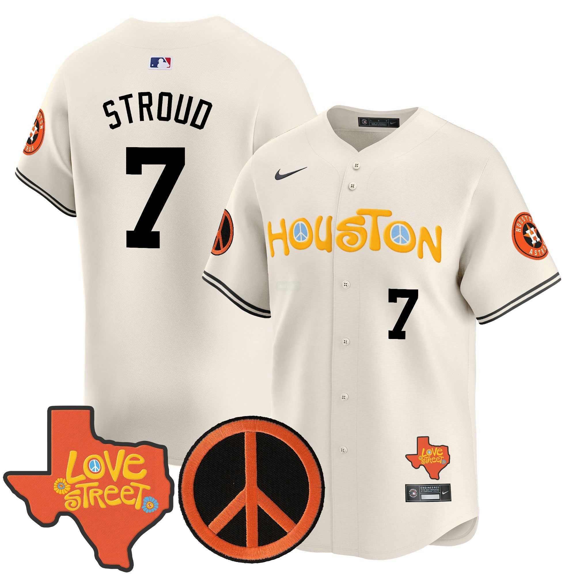 Camisa MLB Men’s Love Street & Peace Sign Patch Vapor Premier Limited Jersey V2