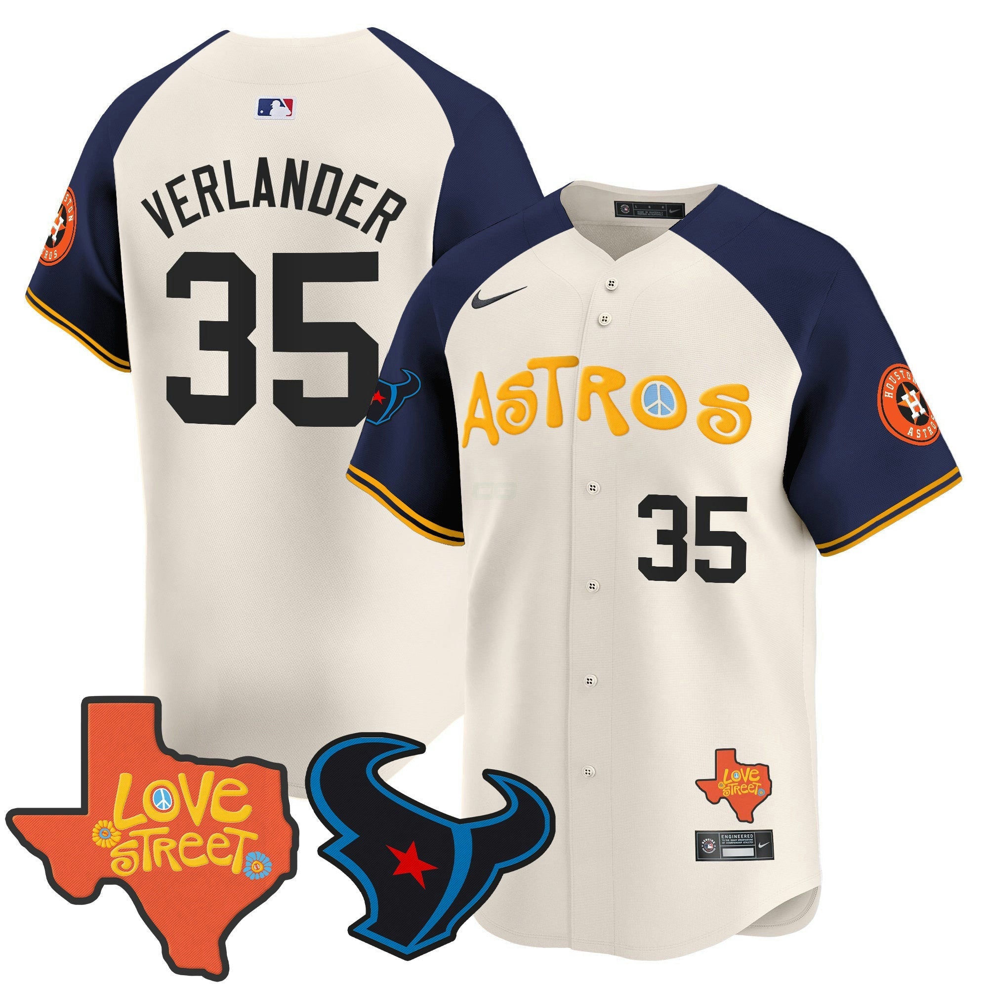 Camisa MLB Men’s Love Street & Texans Patch Vapor Premier Limited Jersey