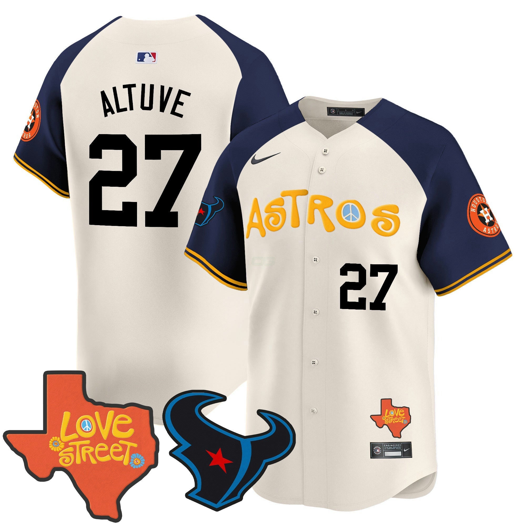 Camisa MLB Men’s Love Street & Texans Patch Vapor Premier Limited Jersey