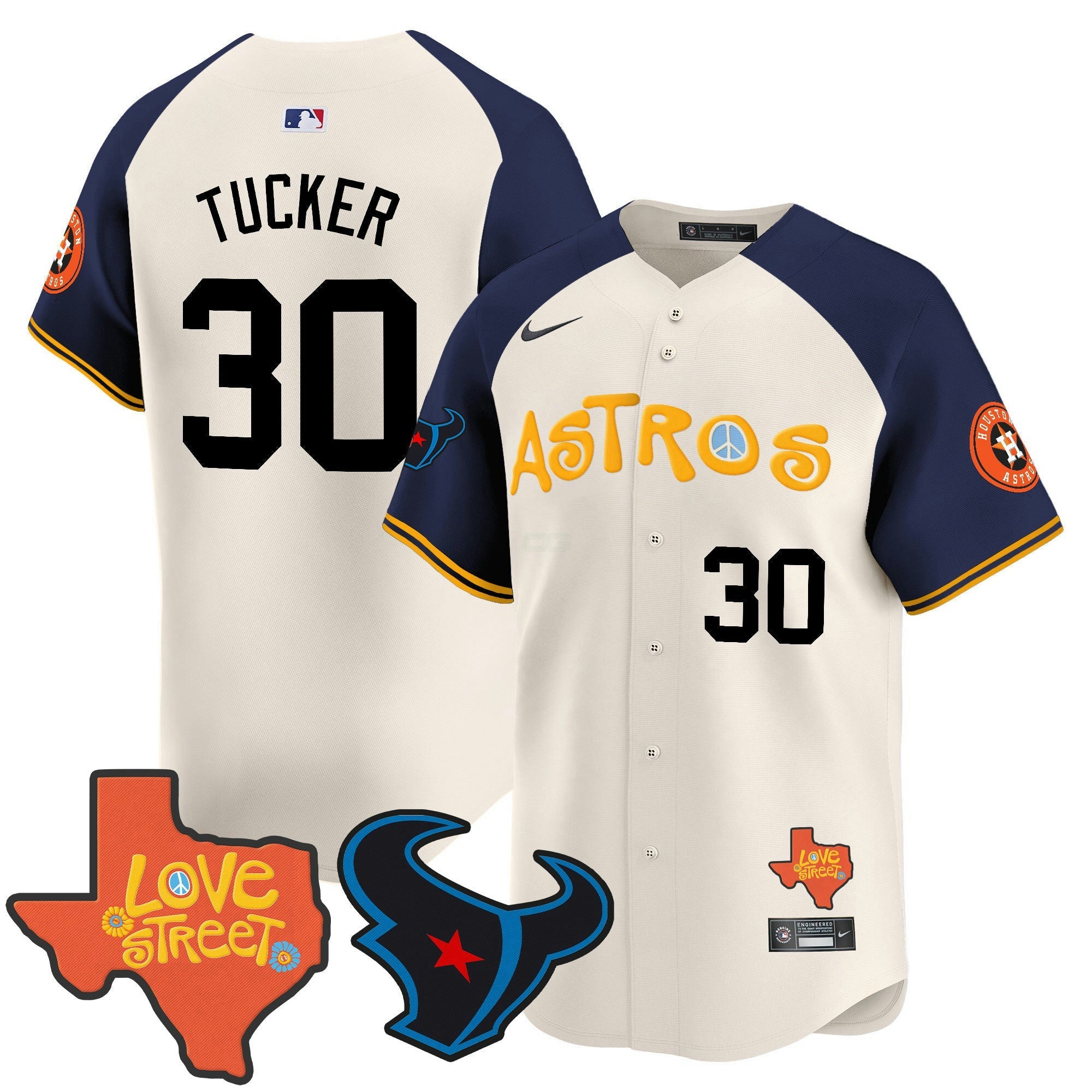 Camisa MLB Men’s Love Street & Texans Patch Vapor Premier Limited Jersey