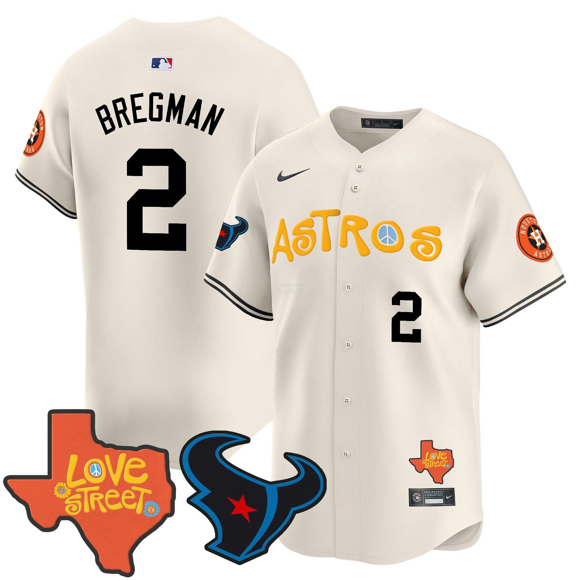 Camisa MLB Men’s Love Street & Texans Patch Vapor Premier Limited Jersey