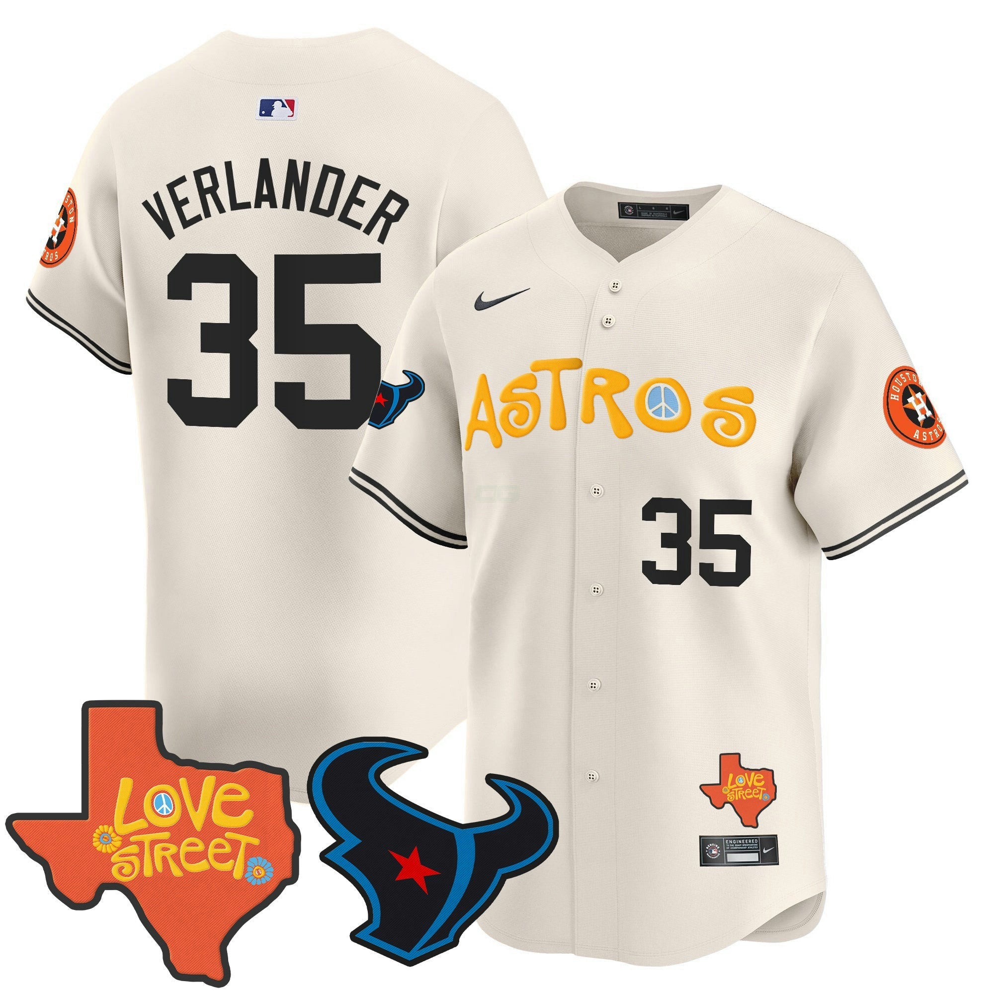 Camisa MLB Men’s Love Street & Texans Patch Vapor Premier Limited Jersey